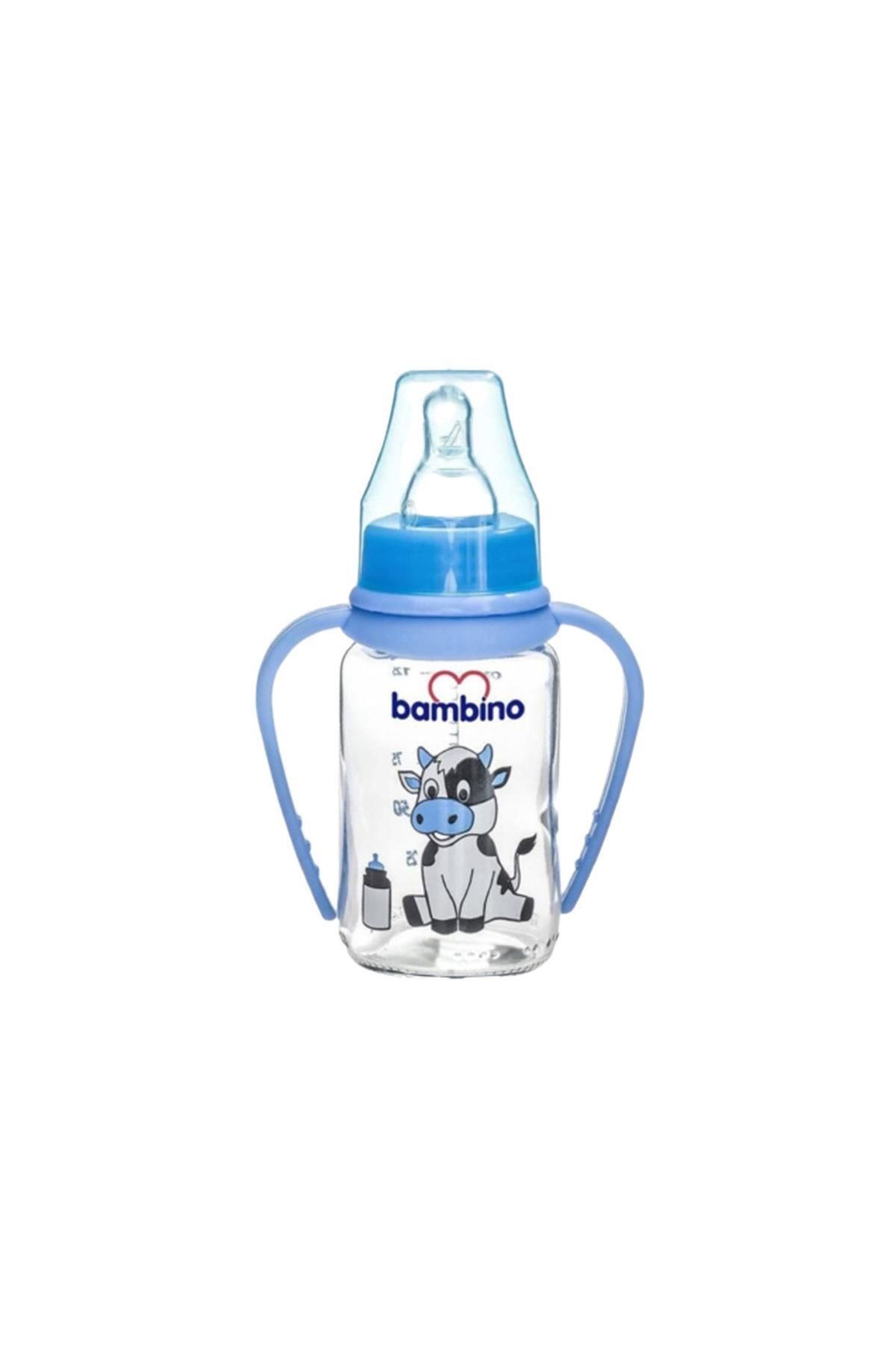 Bambino Kulplu Cam BiberonMavi 125 ml