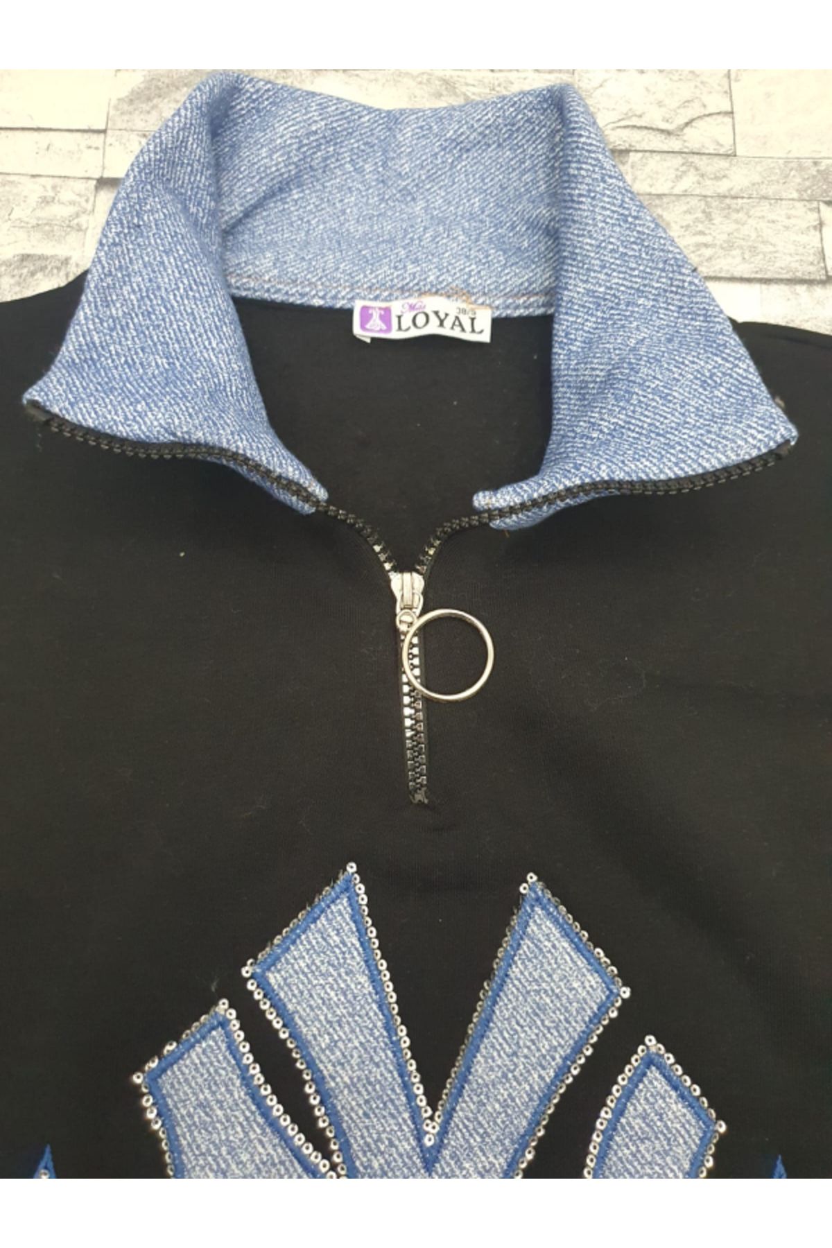 Kışlık Pamuklu Kadın / Kız Sweatshirt Rahat  Kalıp Luxury 3 İplik Kompak