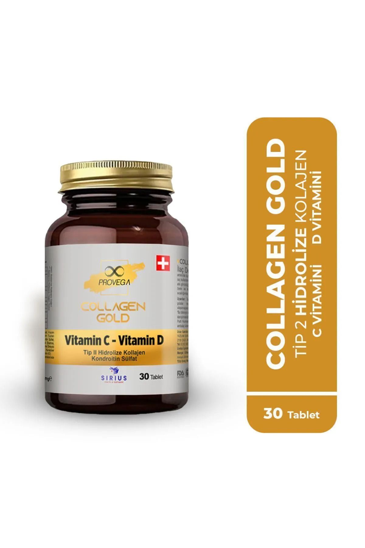 Collagen Gold  Kolajen Tip 2  Vitamin C Vitamin D İçeren Takviye Edici Gıda 2 Adet