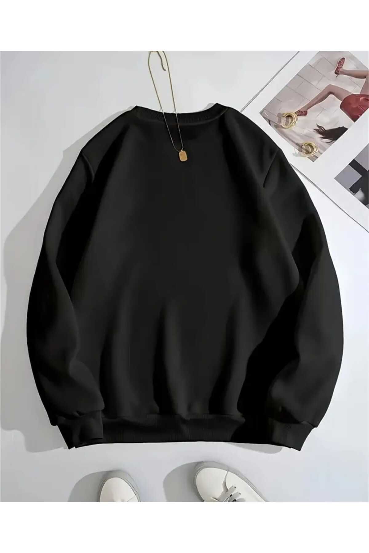 Çift Kombini Yeni Yıl Christmas Yılbaşı Noel Resimli Baskılı Bisiklet Yaka Oversize Sweatshirt