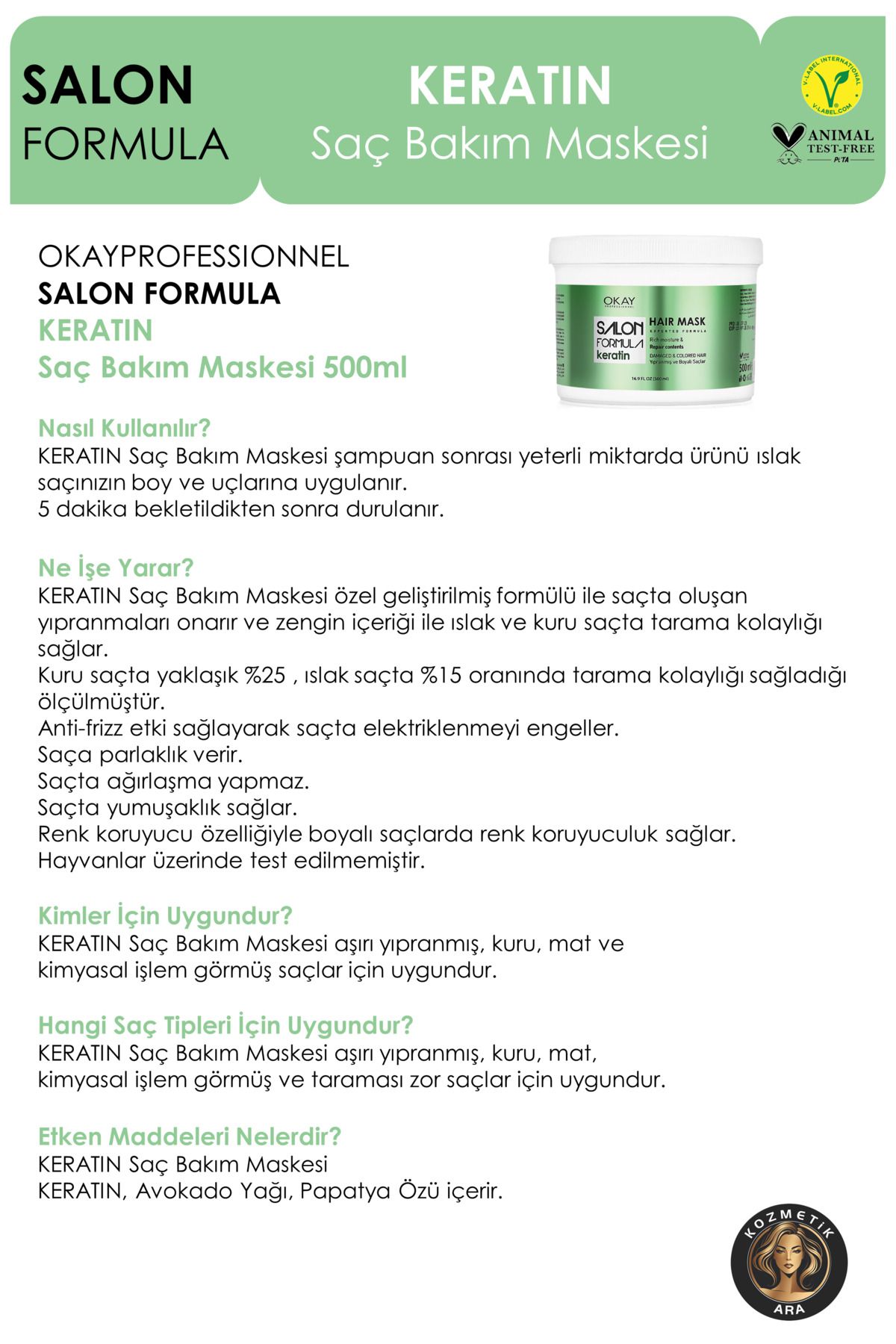 SALON FORMULA 2'Lİ SET KERATIN Maske (500ml + 500ml) OKAY PROFESSIONNEL