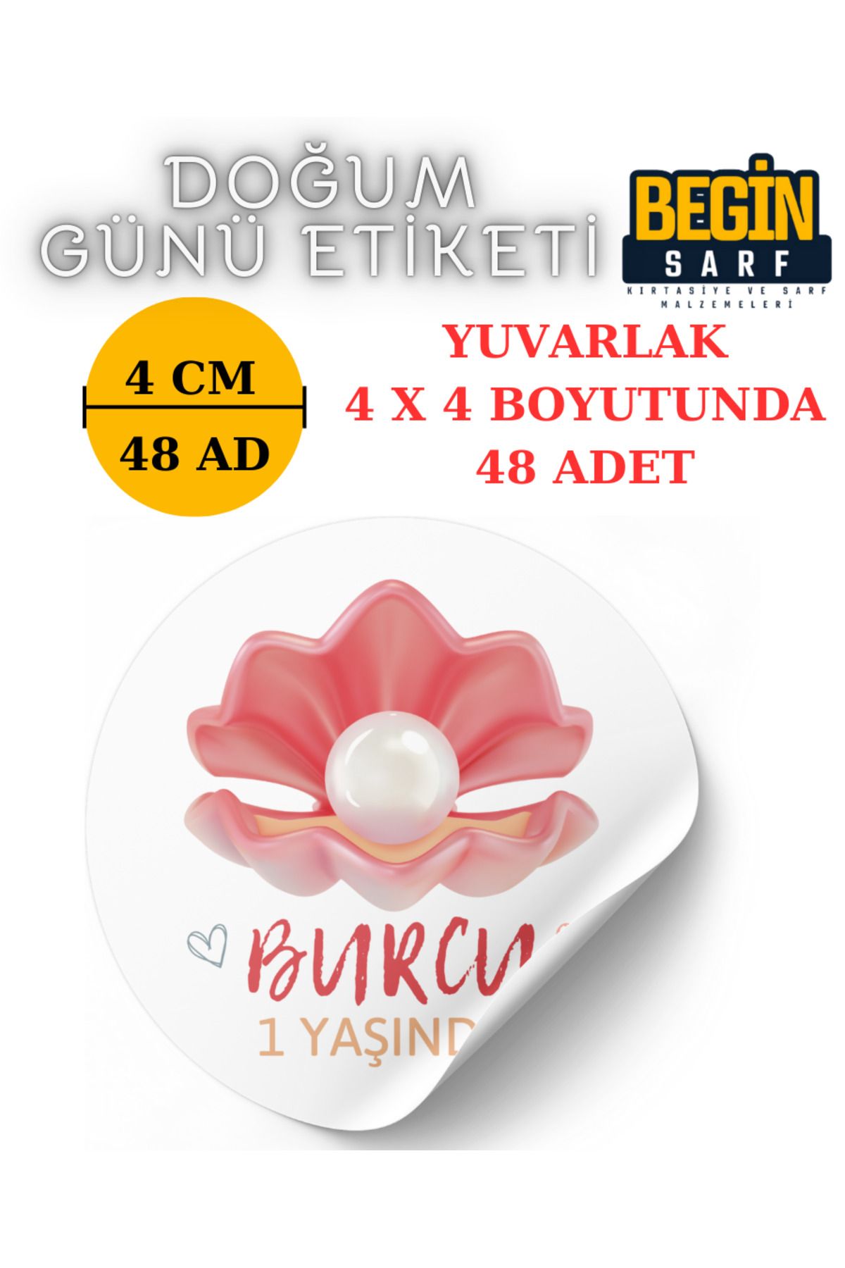 Kişiye Özel Doğum Günü Yeni Doğan Mevlüt Etiketi  3 CM 4 CM 5 CM 6 CM Yuvarlak Beyaz DoğumGünü001023