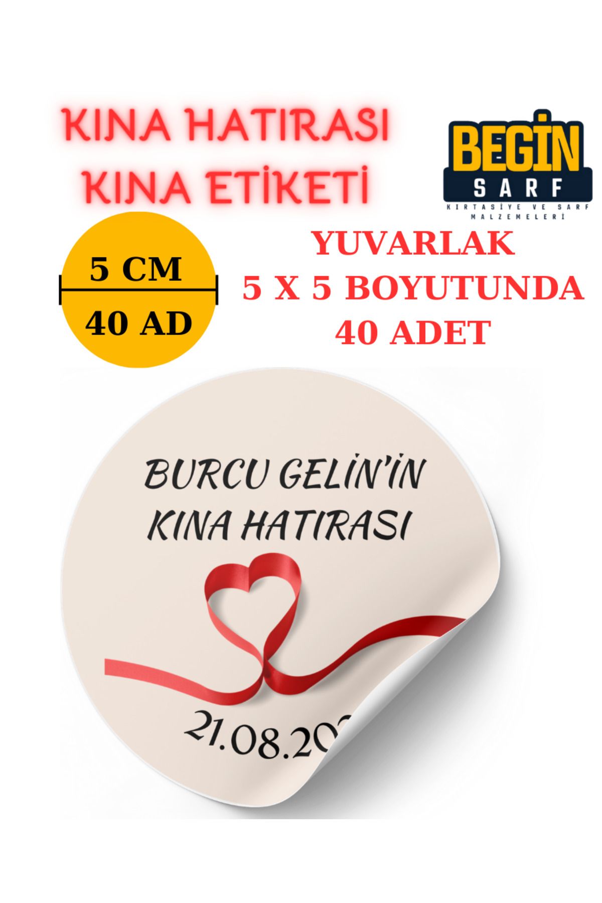 Kişiye Özel Kına Gelin Düğün Nişan Nikah Etiketi 3 CM 4 CM 5 CM 6 CM Yuvarlak Beyaz Kına001001