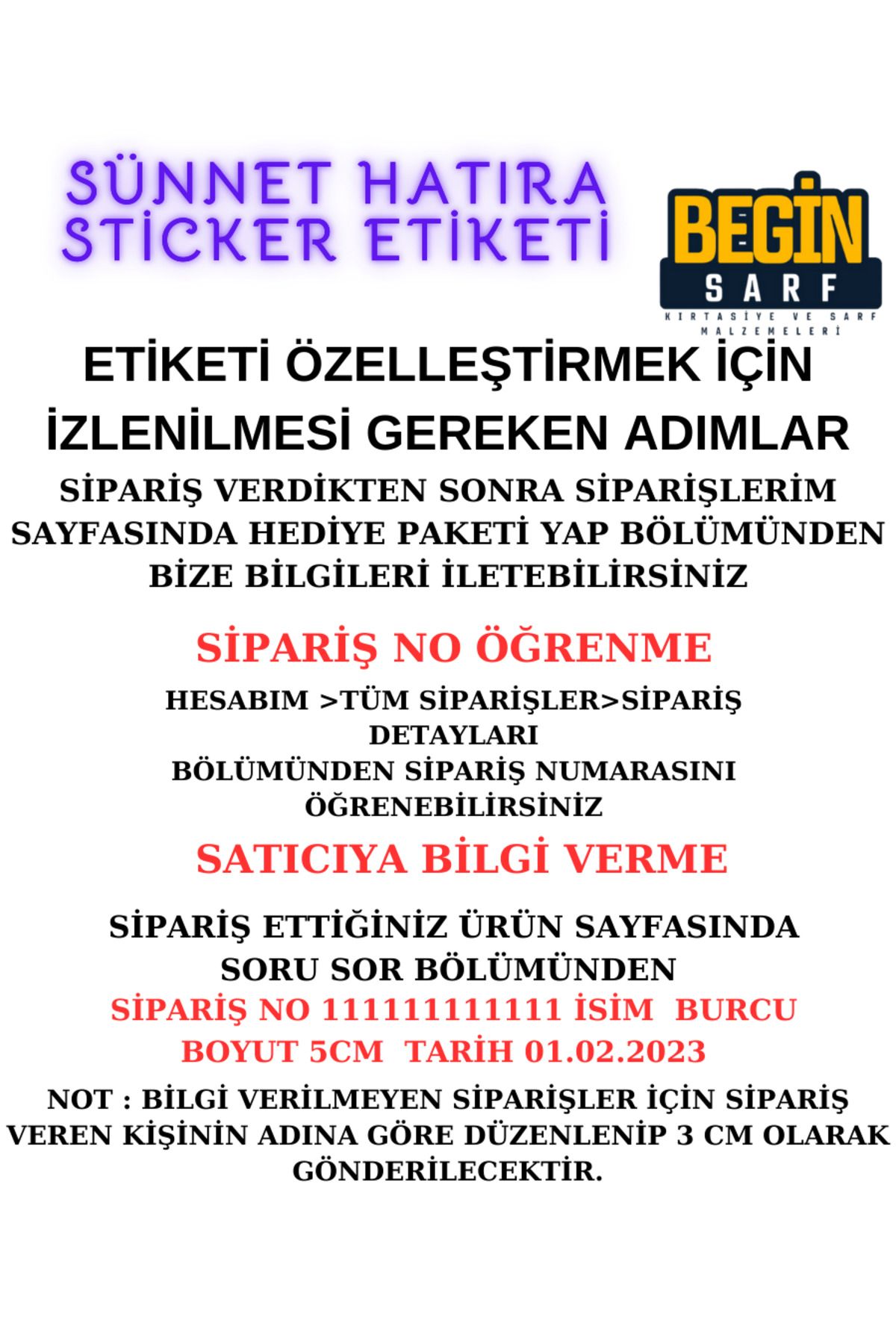 Kişiye Özel Sünnet Etiketi 3CM 4 CM 5 CM 6 CM Yuvarlak Beyaz Sünnet001001