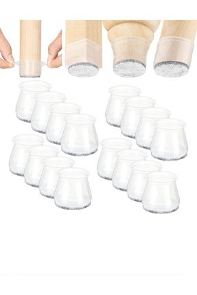 24 Adet ( 2cm - 2,5 Cm ) Keçe Silikon Yarı Saydam Çok Güçlü Elastik Sandalye Pabucu, Zemin Koruyucu Image 0