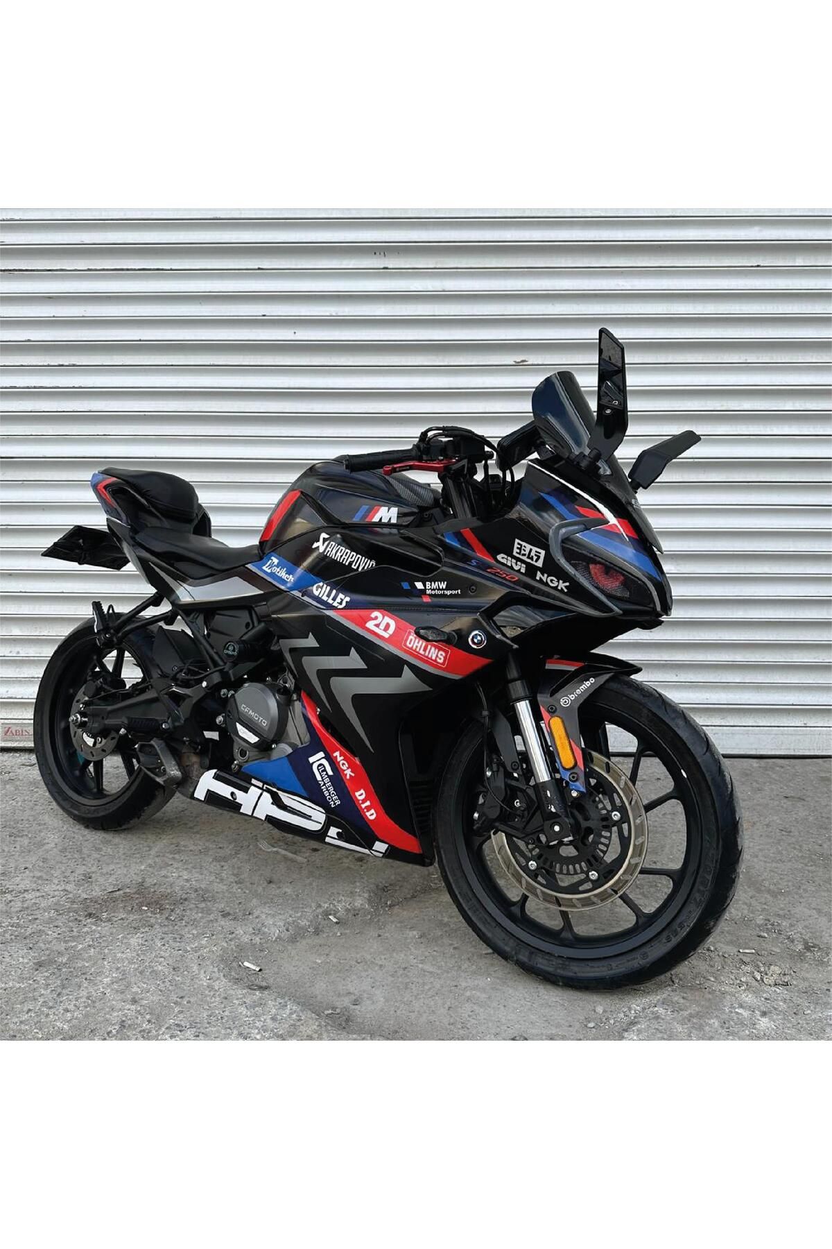 CFMOTO 250SR BMW HP4 MODEL PARCALI MOTOSIKLET KAPLAMA STICKER ETIKET MODELI SIYAH RENK