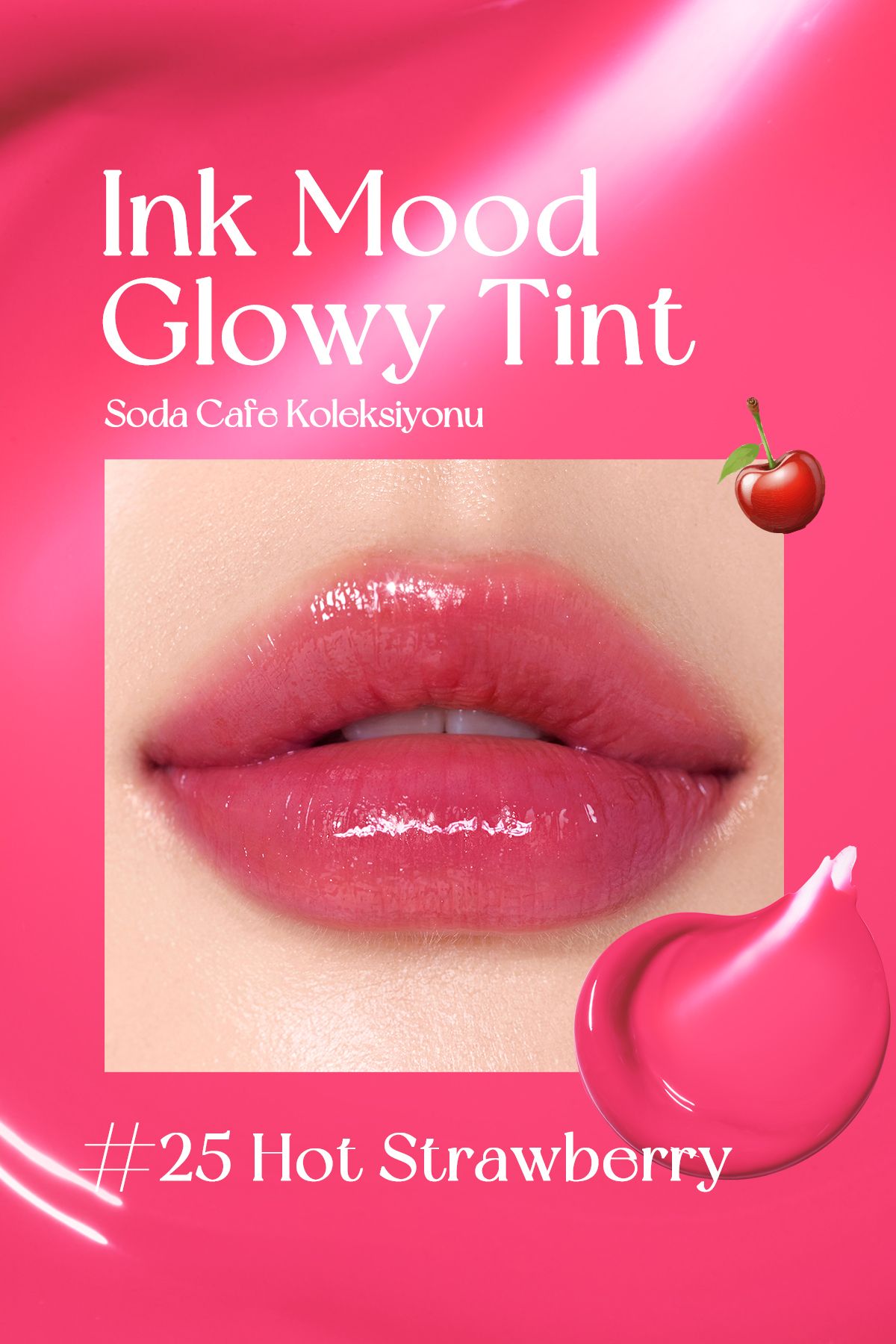 Kalıcı, Pigmentli, Parlak Bitişli Tint PERIPERA Ink Mood Glowy Tint 25 Hot Strawberry (Soda Cafe)