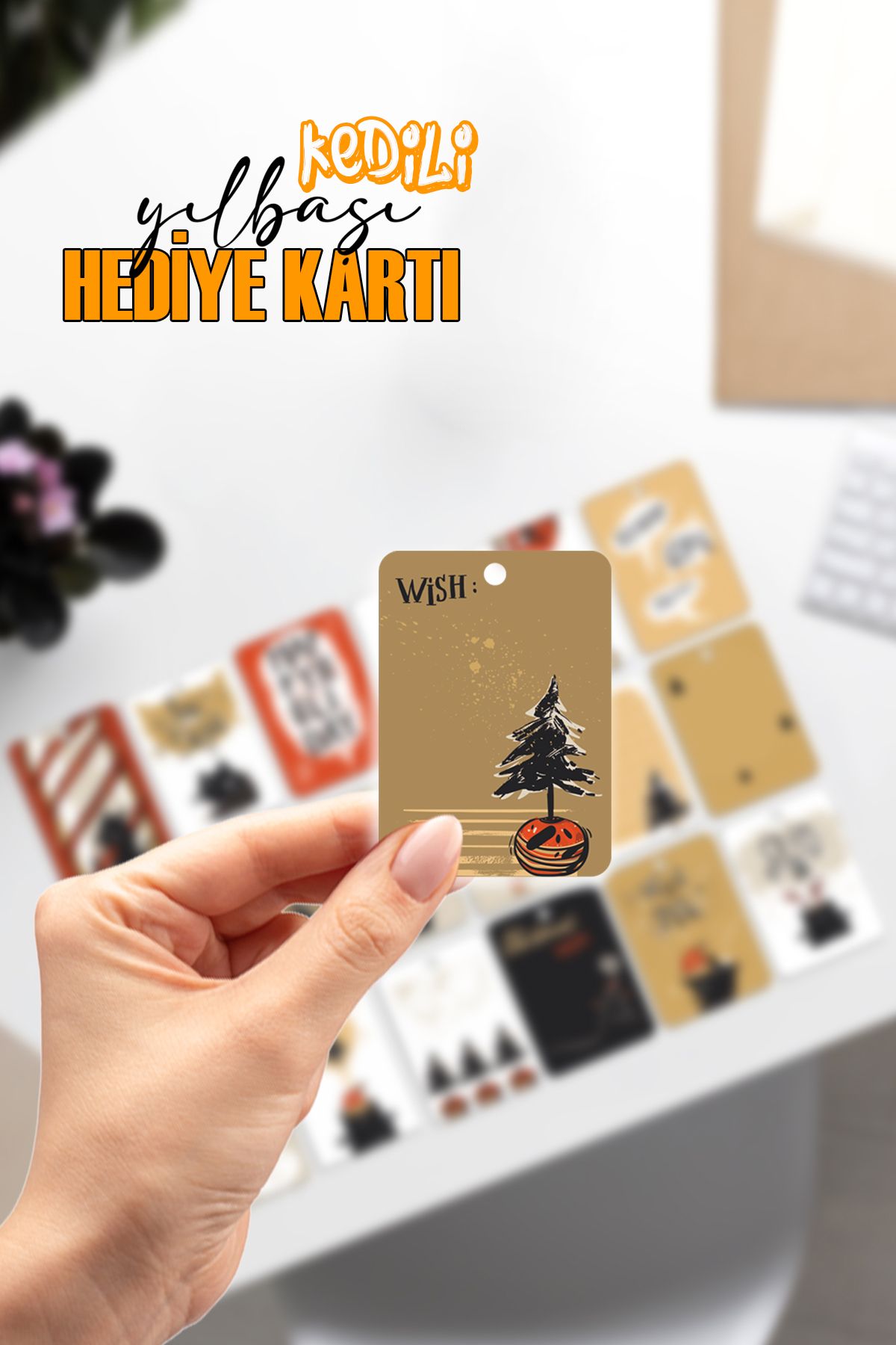 Yılbaşı Noel Hediye kartları kedi temalı Christmas Gift Tags