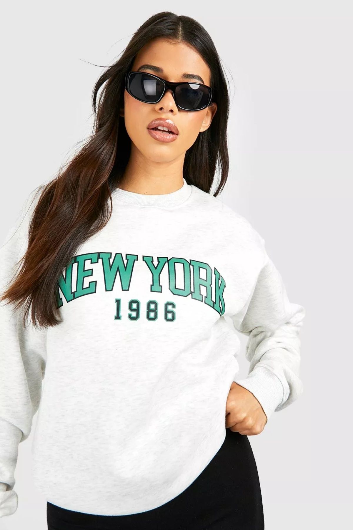 NEW YORK 3  İplik Şardonlu Pamuklu Sweatshirt