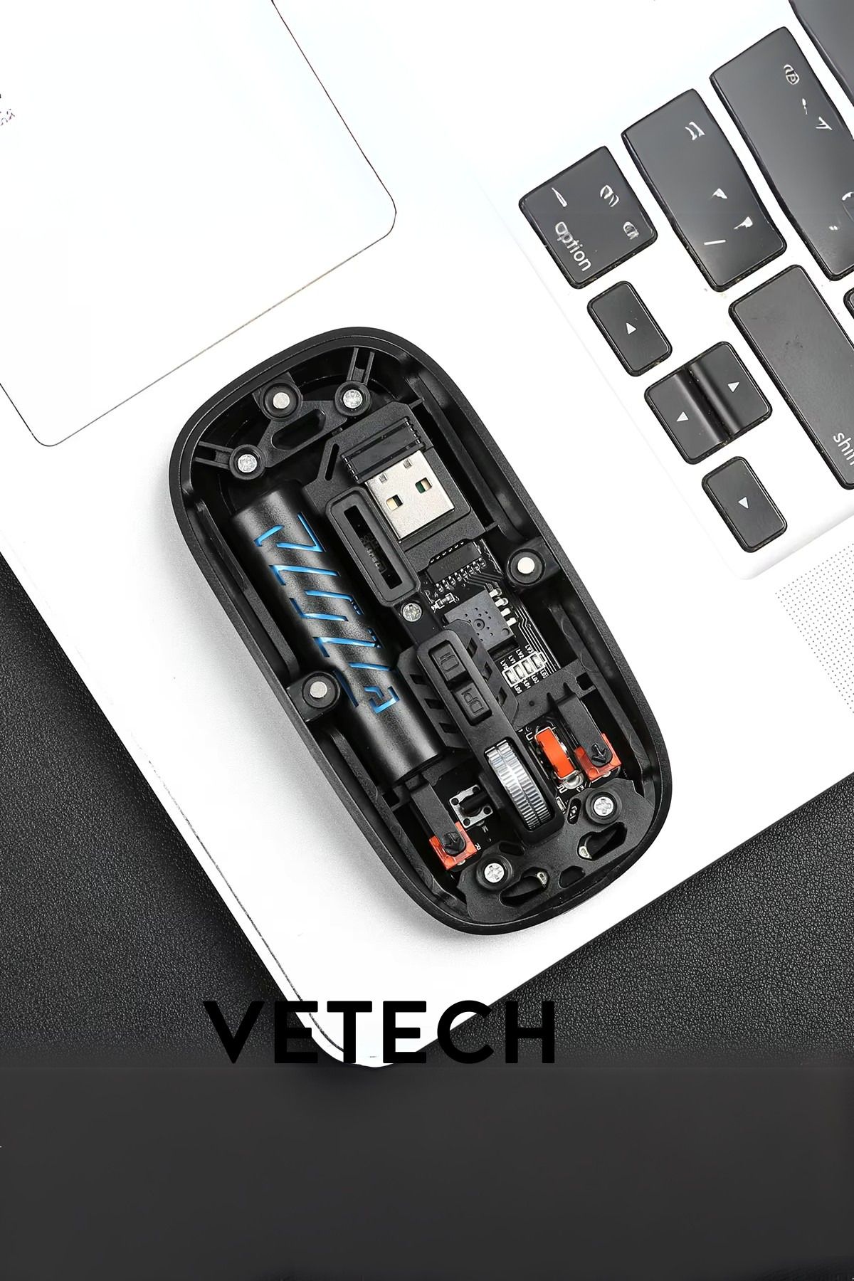 Şarjlı Kablosuz Mouse Şeffaf Tasarım Bluetooth + USB Çift Mod Telefon / Tablet / Laptop / PC