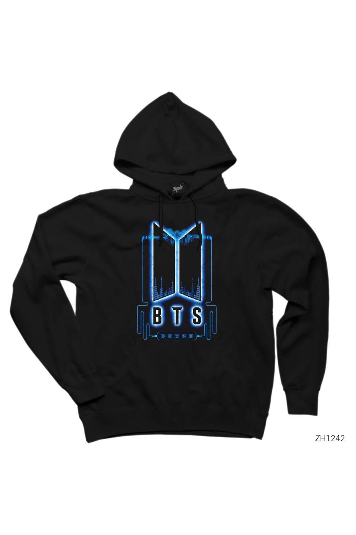 CrowsGate BTS Music LogoSiyah Kapşonlu Sweats...