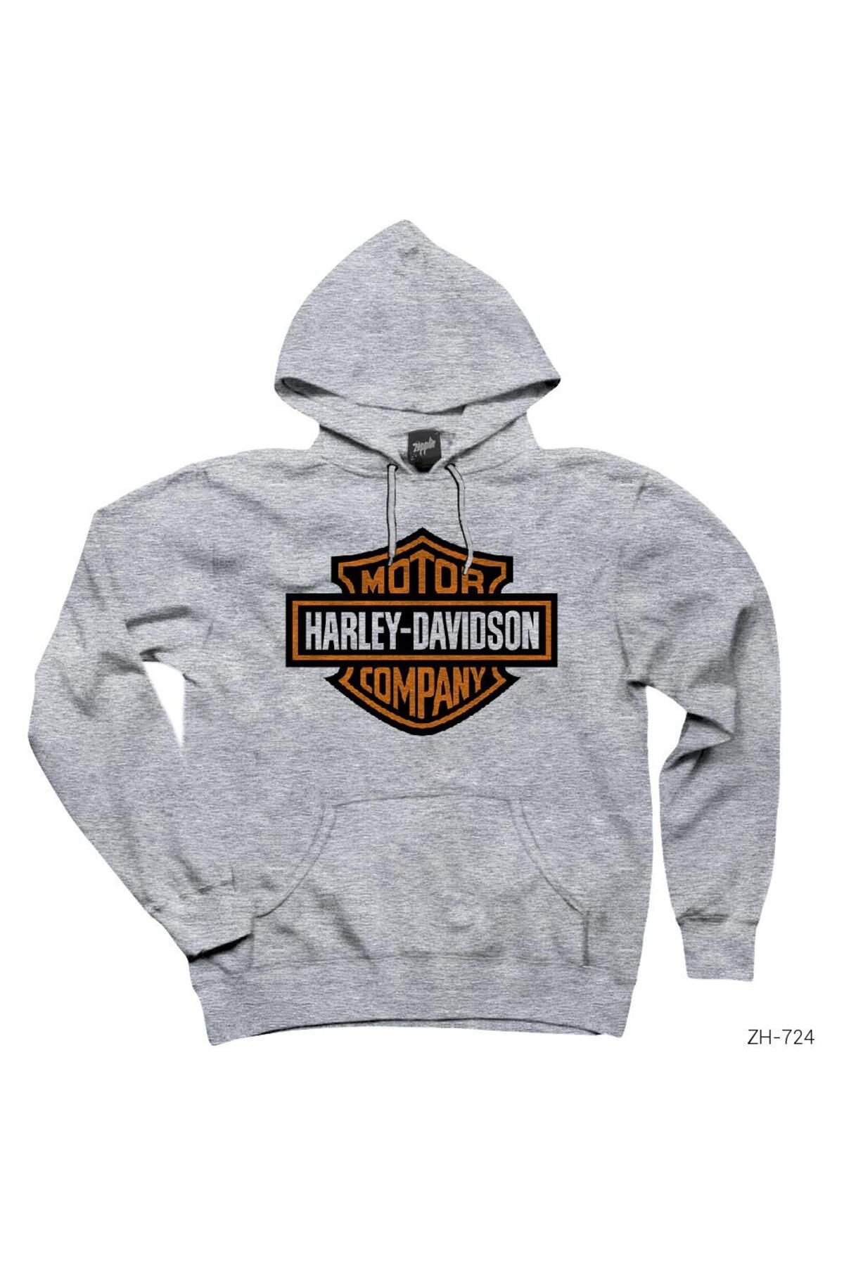 CrowsGate Harley Logo GriKapşonlu Sweatshirt...