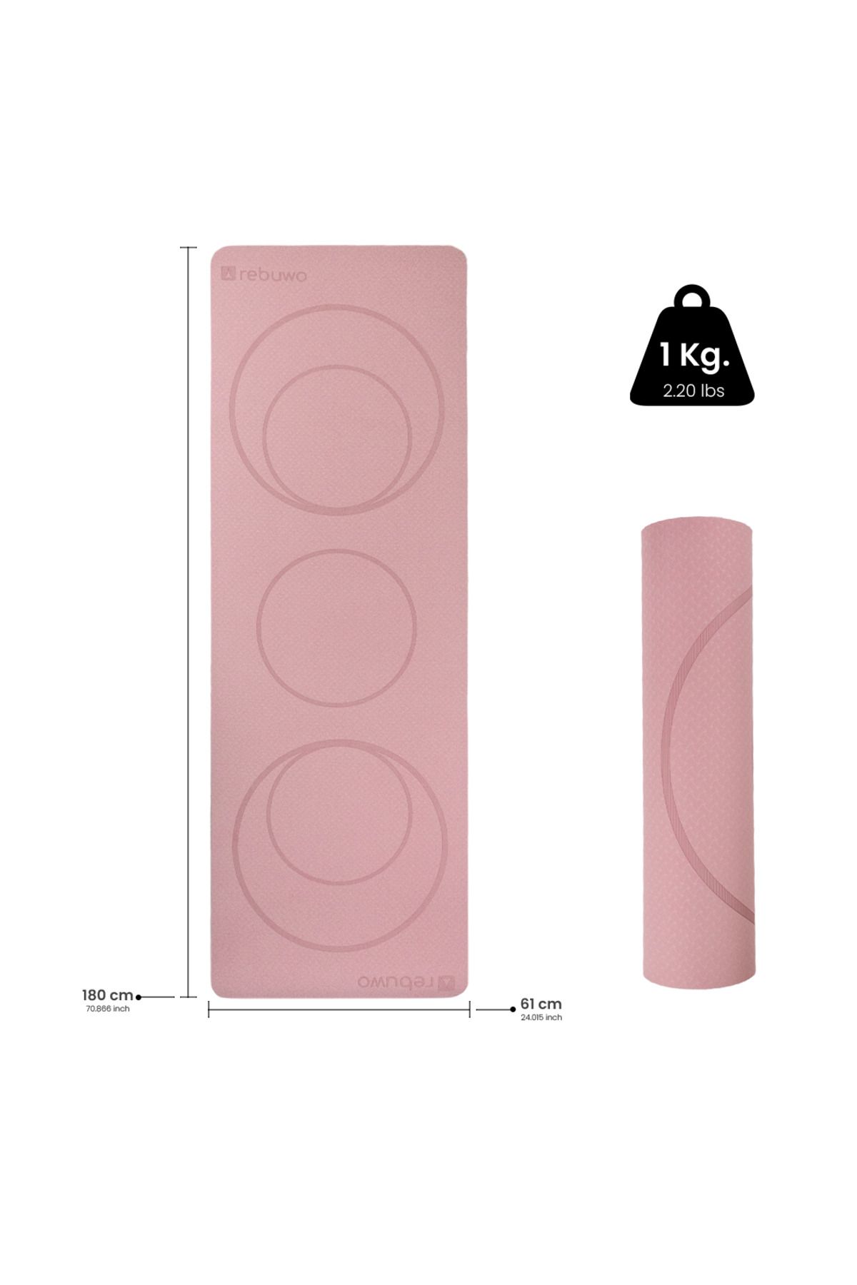 Tpe Halka Tasarımlı 8mm Kaydırmaz Yoga Mat Pilates Minderi 183 X 63 Cm