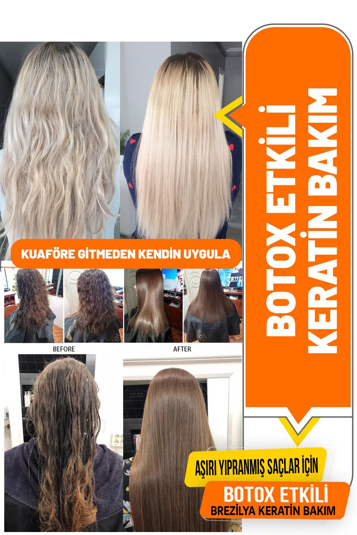 Brezilya Fönü Keratini 2'li Mucizevi Bakım Seti Keratin - Şampuan Botox Etkili / Evde Kullanım Seti