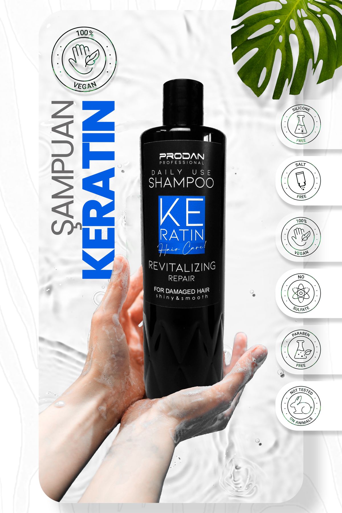 Keratin Saç Sütü & Şampuan | Parlaklık Verici 2'li Saç Bakım Seti - 400ml X2