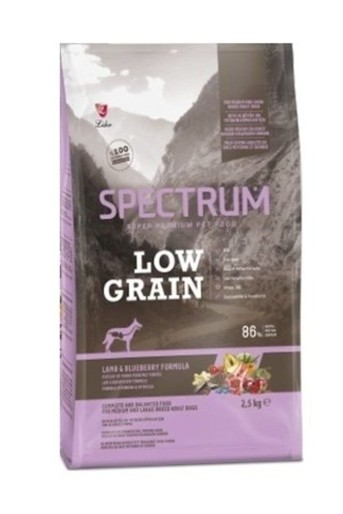 Low Grain Kuzulu&Yaban Mersinli Orta ve Büyük Irk Yetişkin Köpek Maması 2,5kg