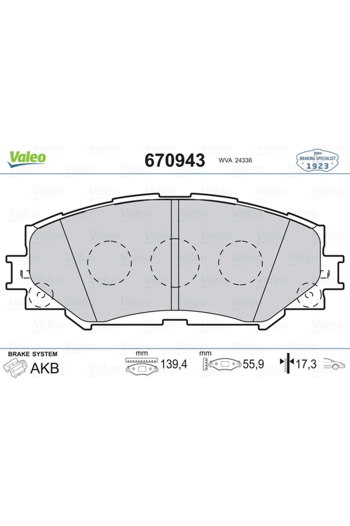 Valeo ÖN BALATA COROLLA 1.601/09 -1.8 05/07 -...