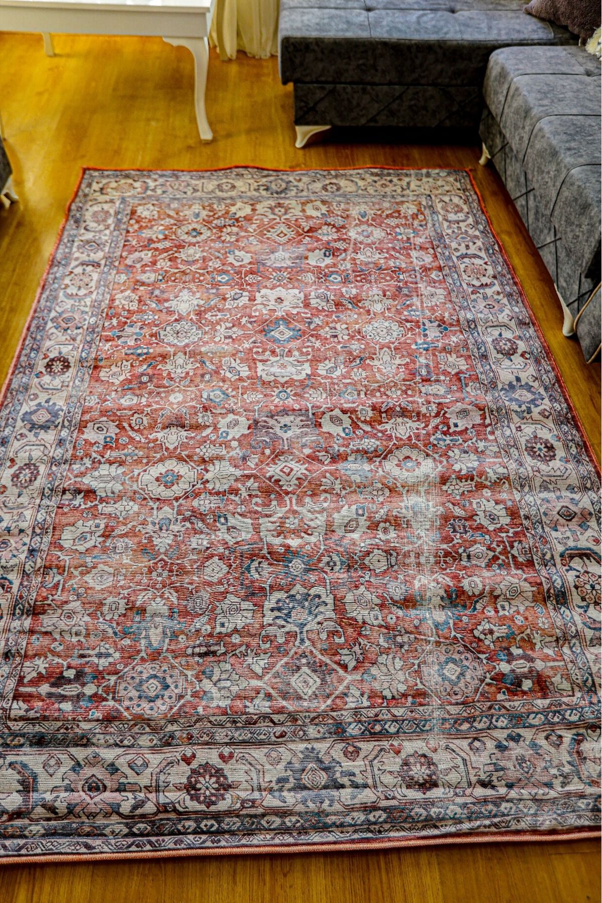 Anadolu Kilim Antik Desenli Kaymaz Taban Yıkanabilir Vintage Dokuma Makine Halısı