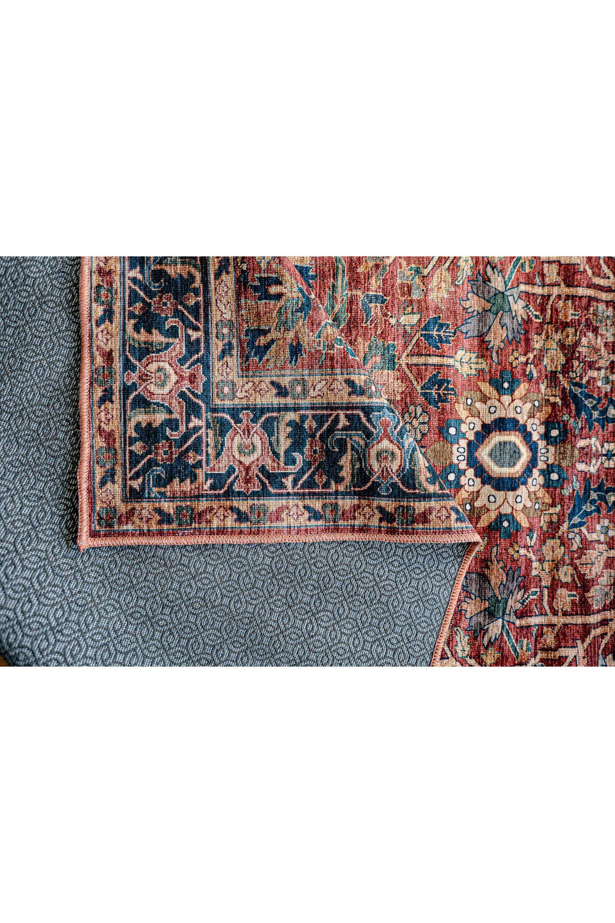 Anadolu Kilim Antik Desenli Kaymaz Taban Yıkanabilir Vintage Dokuma Makine Halısı