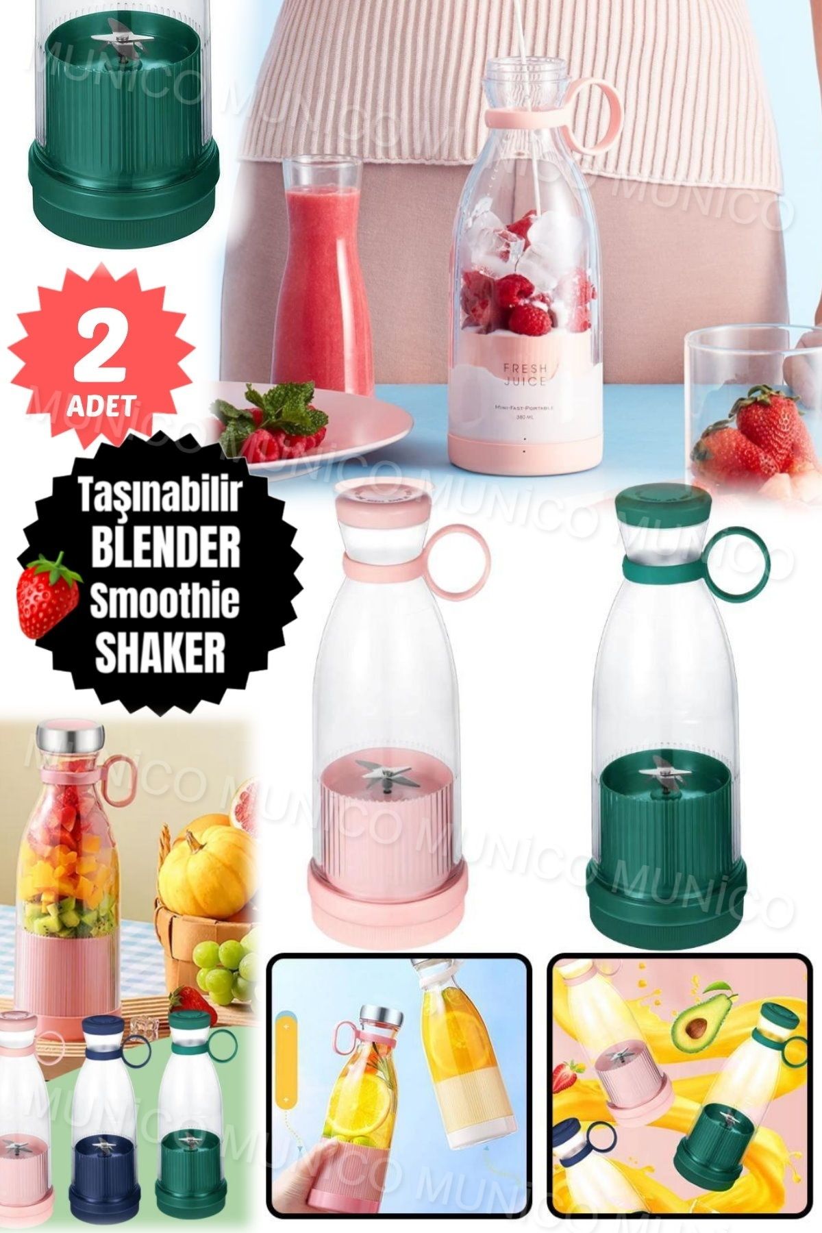 2 Adet 350 Ml Meyve Sıkacakları Çok Fonksiyonlu Meyve Suyu Yapımcısı Makinesi Blender Smoothi Mikser