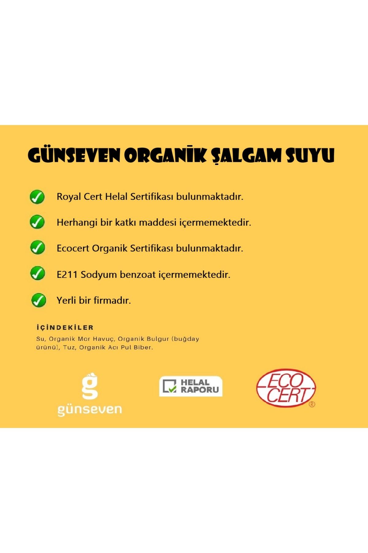 ORGANİK Şalgam Suyu (Acılı) 250 ml X 4 Adet Özel Seri Yeni Ürün