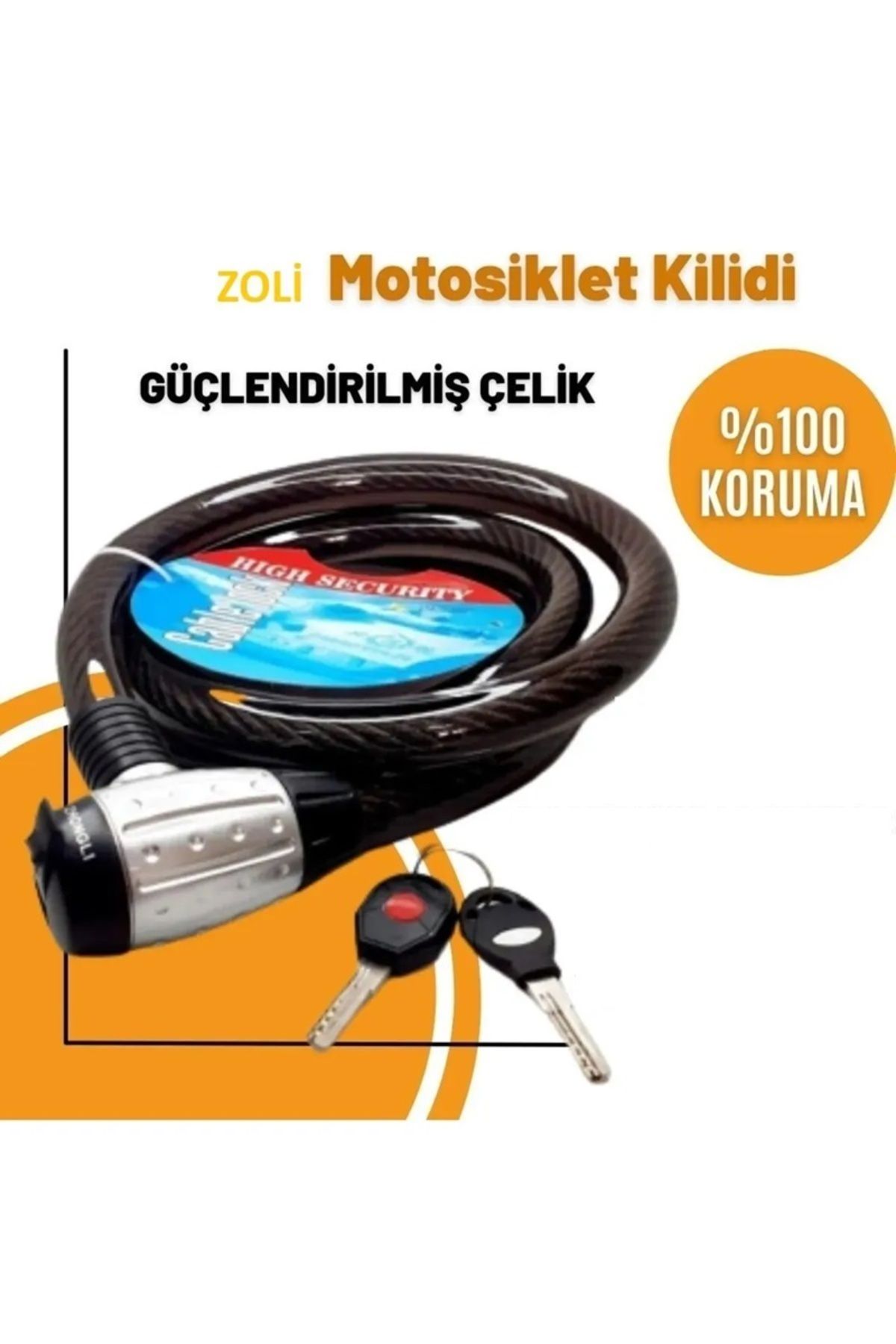 Zoli Motosiklet KilidiGüçlendirilmiş Halat Zi...