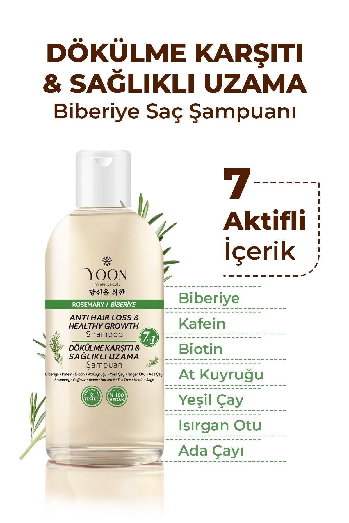 2'li Vegan Saç Spreyi & Biberiye Şampuanı, 7 Doğal Aktif, Keratin ve Kolajen İçeren, Saç Bakım Seti