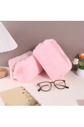 Pembe Peluş Makyaj Çantası Image 1
