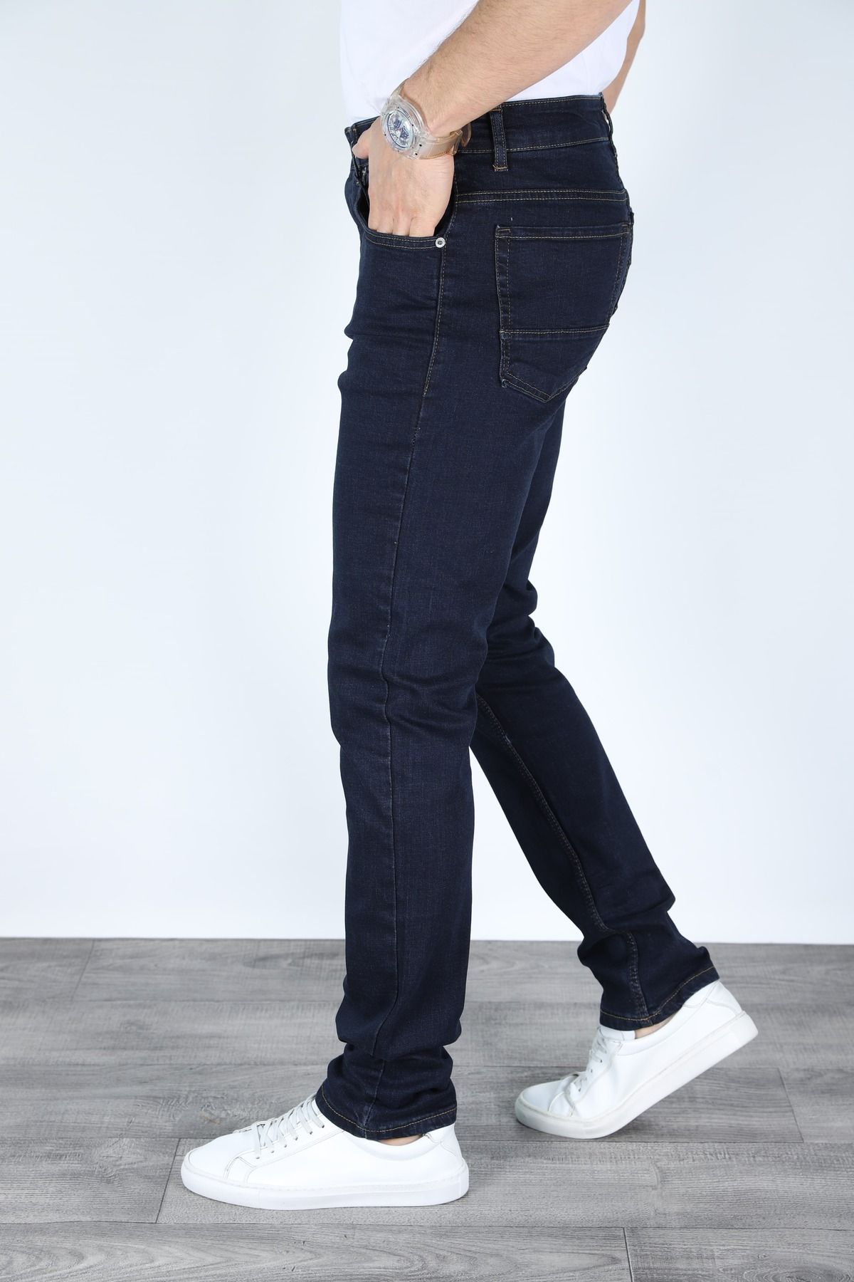 Erkek Regular Fit Rahat Kesim Denim Koyu Mavi Jeans