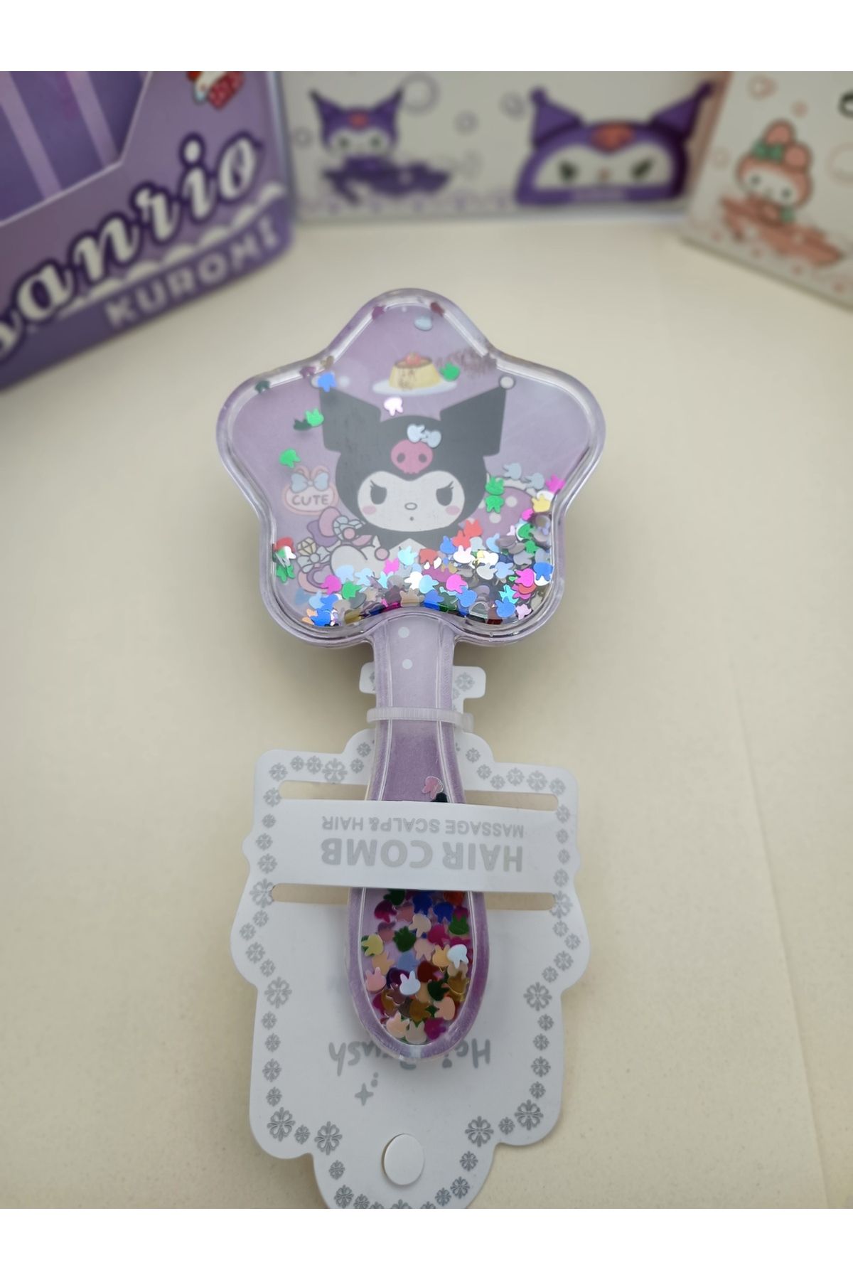 Sanrio Kawaii Kuromi Tarak Içi Simli Pullu Mini Tarak Lüx Hediyelik Ürünler