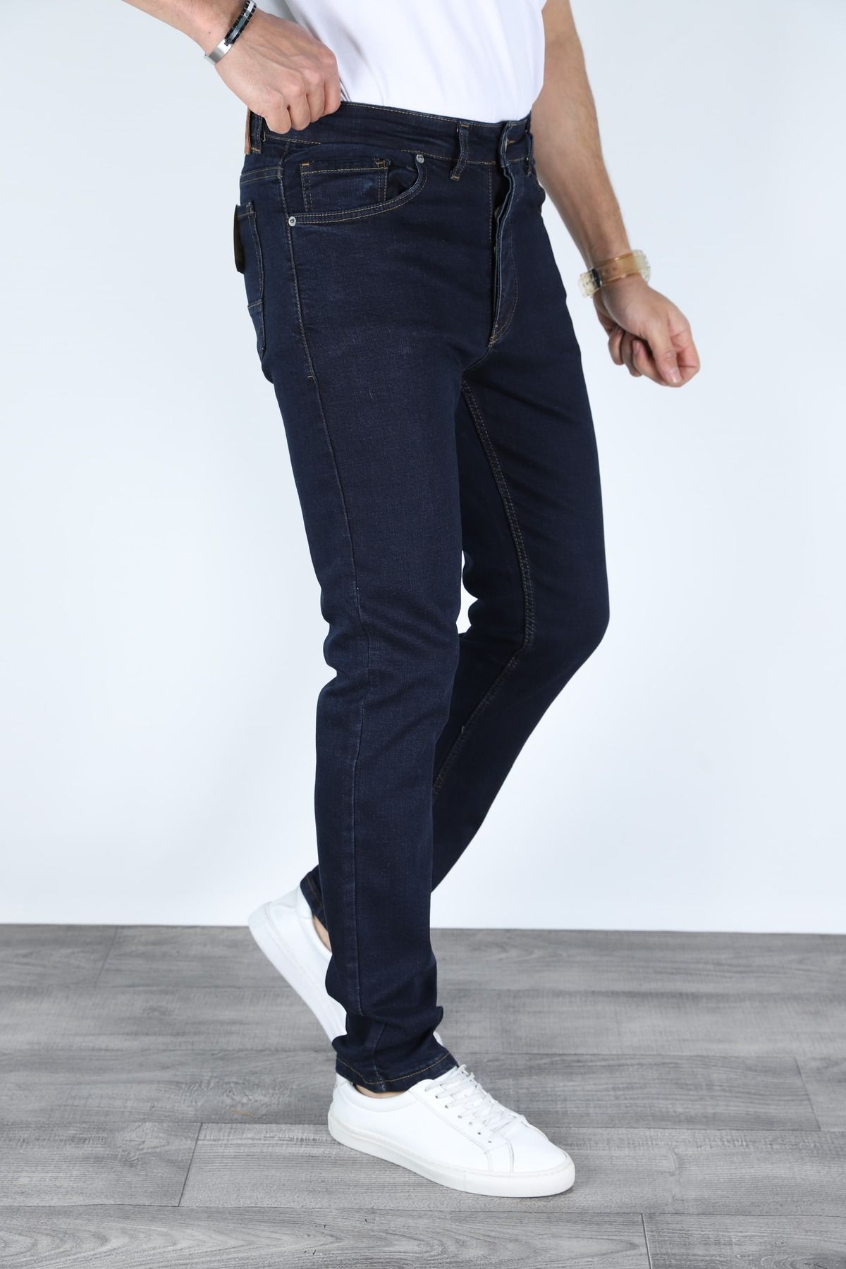 Erkek Regular Fit Rahat Kesim Denim Koyu Mavi Jeans