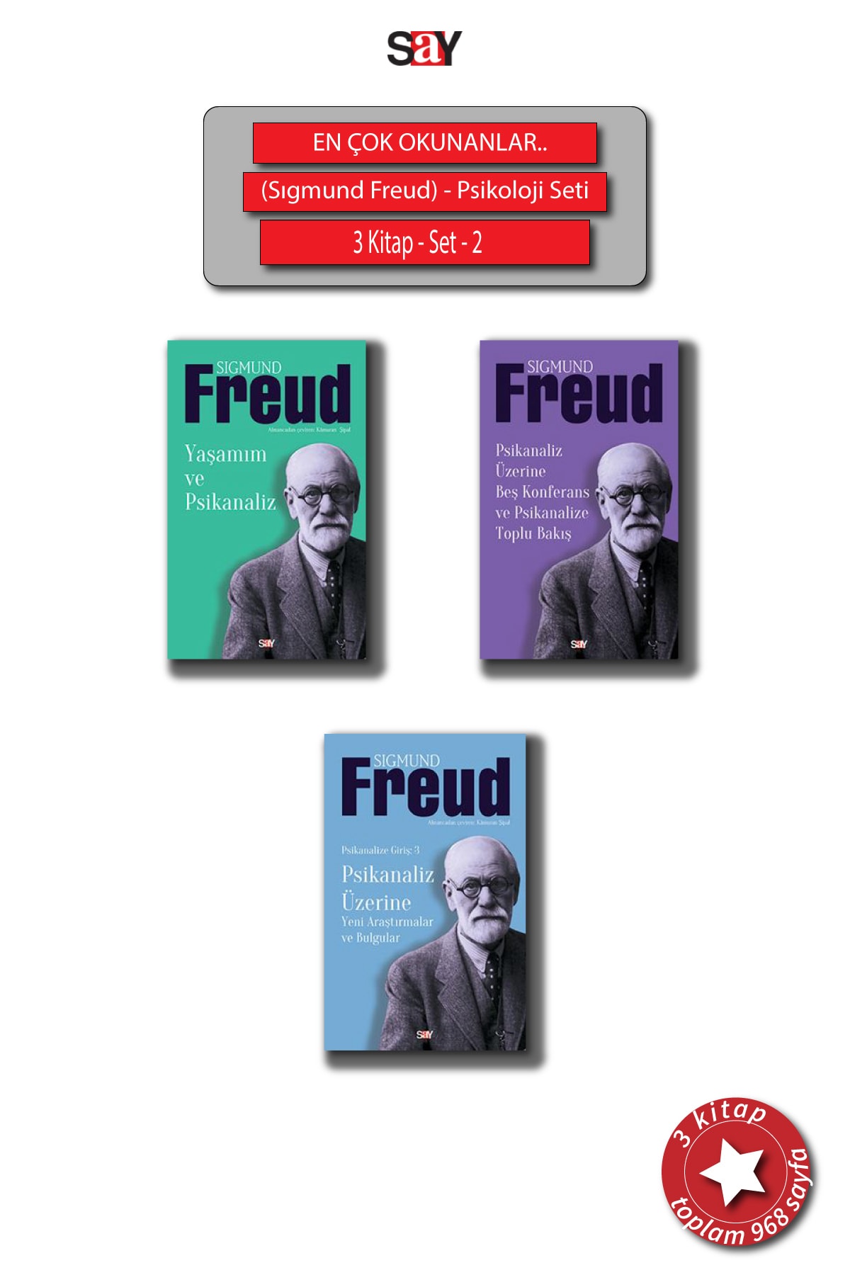 Say Yayınları En Çok Okunanlar Sıgmund Freud Psikoloji Seti, 3 Kitap, Set-2