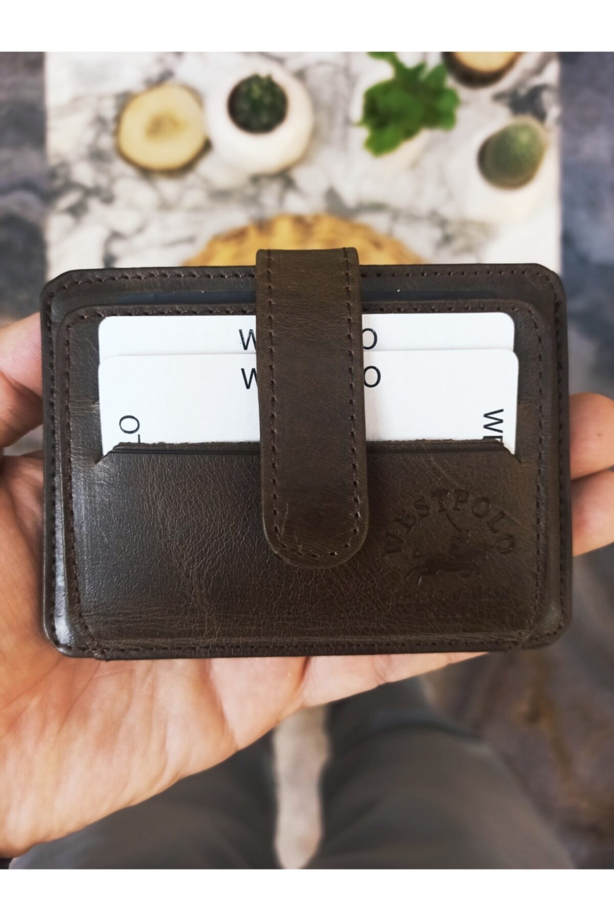 Westpolo Hakiki Crazy Deri Unisex Cüzdan Kartlık