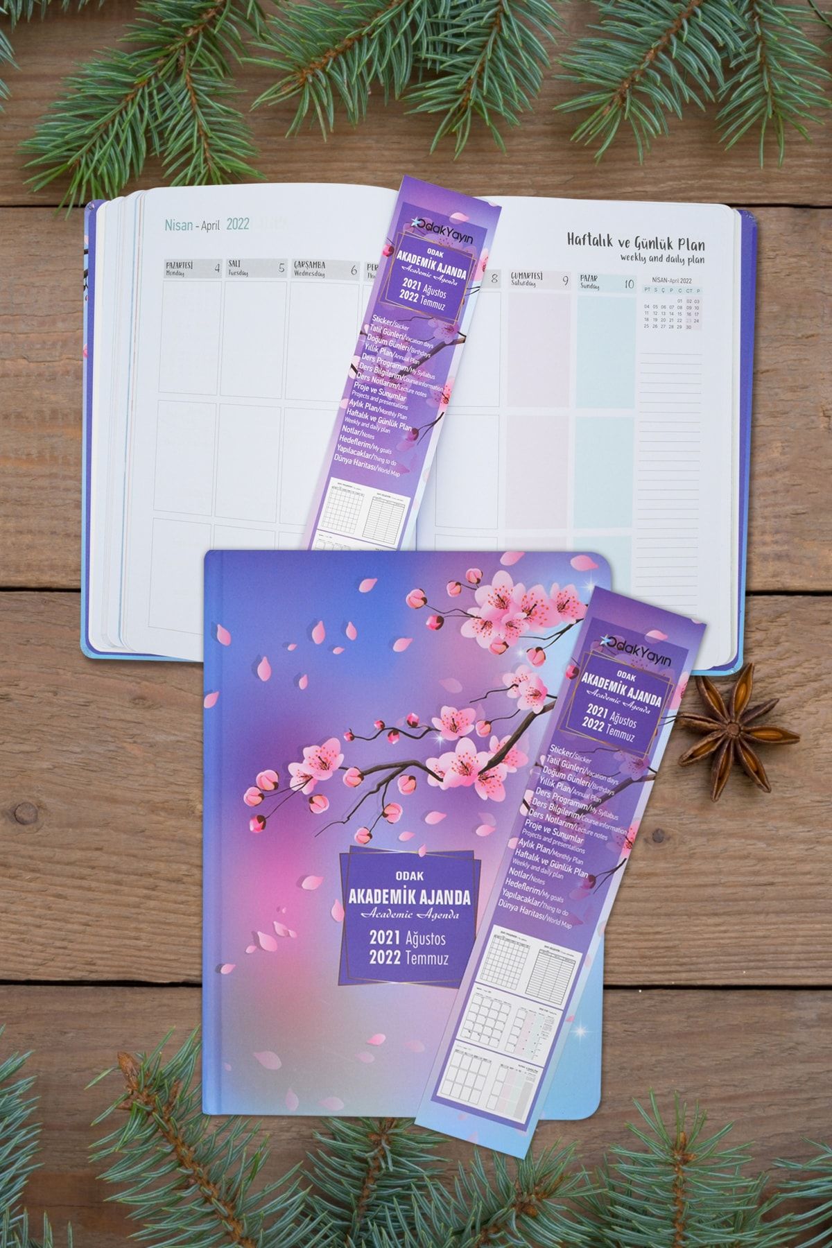 Odak Flowers Model2 17x24 Akademik Ajanda 80 gr 192 Yaprak - Aylık Ve Haftalık Planlayıcı 1.kalite