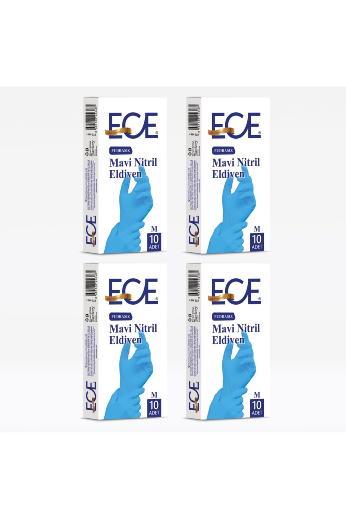 Ece Mavi Nitril Eldiven Orta Pudrasız 10'lu 4 Paket