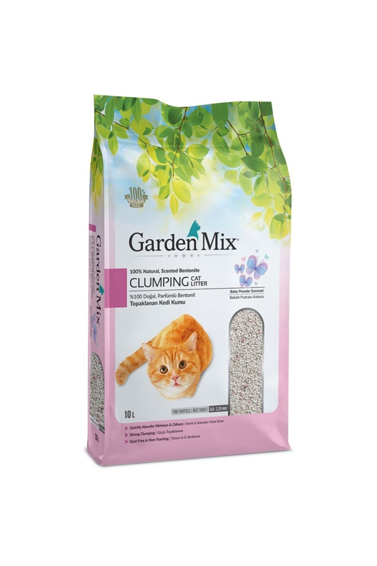 Gardenmix Kalın Taneli Bebek Pudralı Topaklaşan Kedi Kumu 10 lt