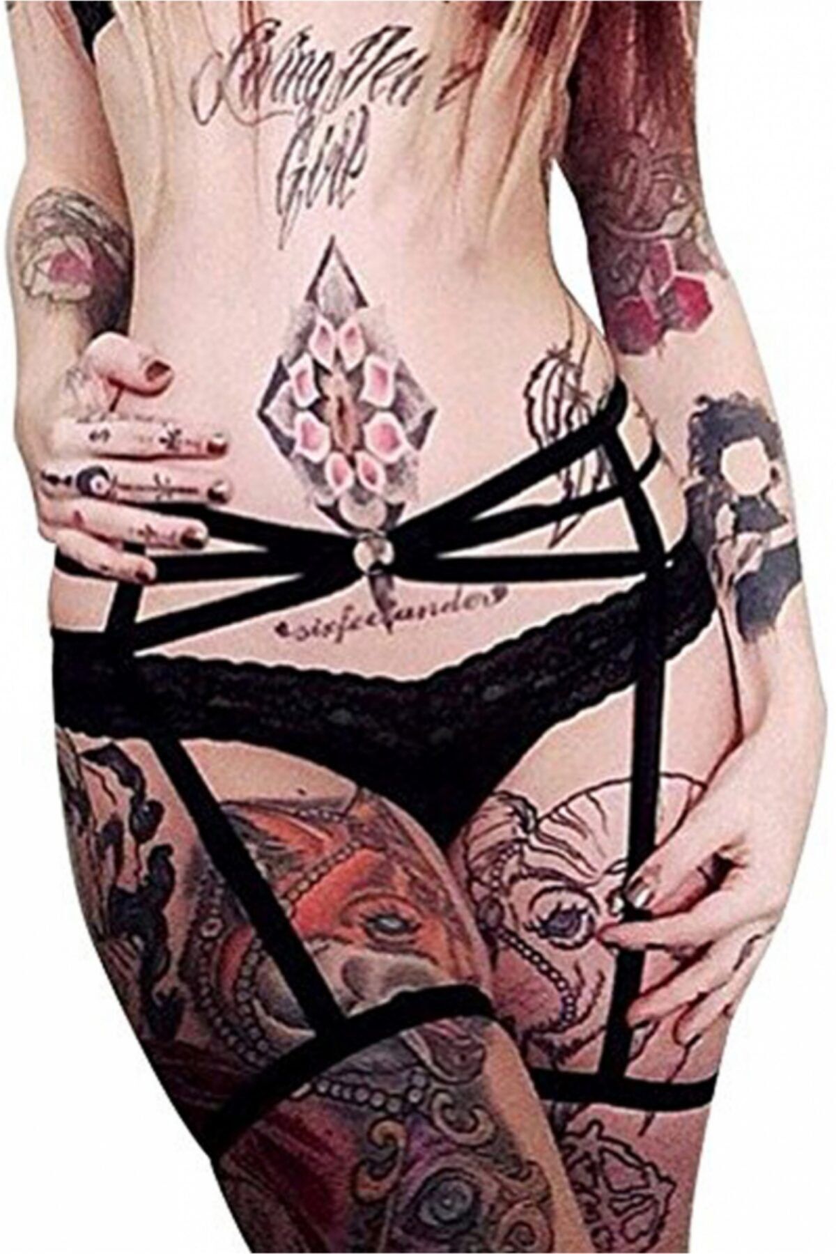The She Deri İç Giyim 3 Sıralı Seksi Jartiyer - Apft208
