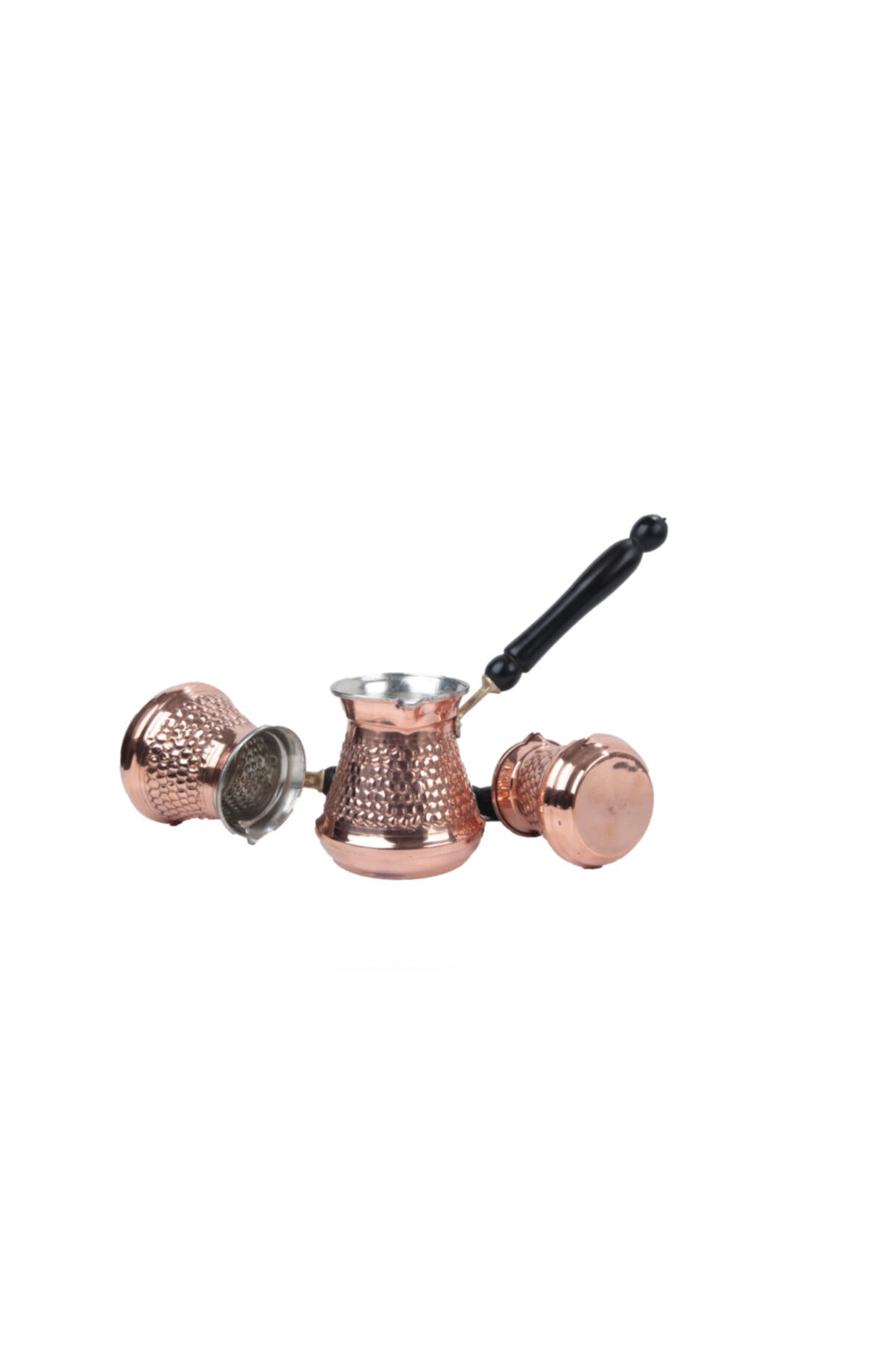 cupperfieldTR 3lü Çekiç Dövme Bakır Cezve 2-4-6 Kişilik