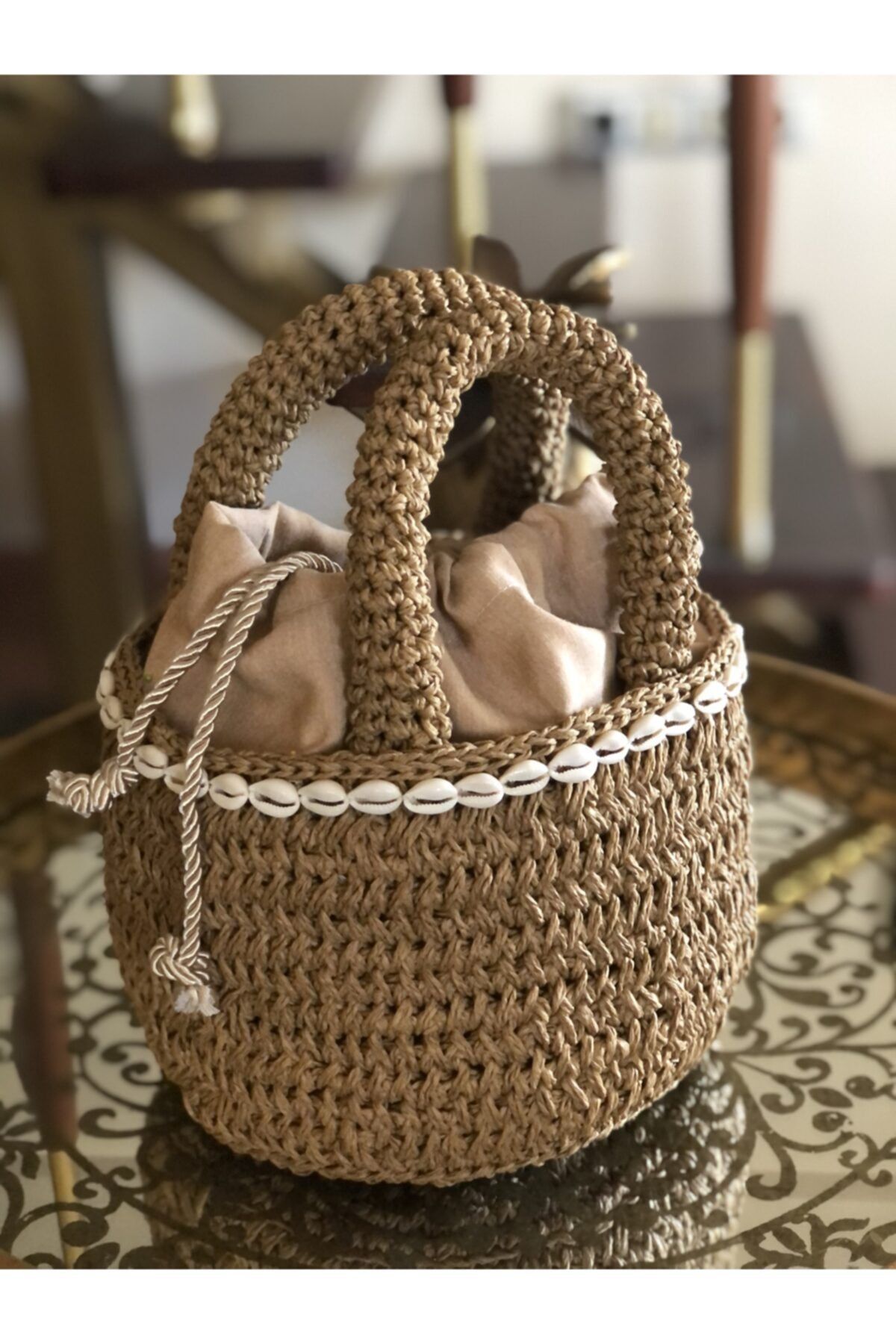 DESS DESIGN Loly Wicker Bag (deniz Kabuklu Silindir Hasır Çanta )
