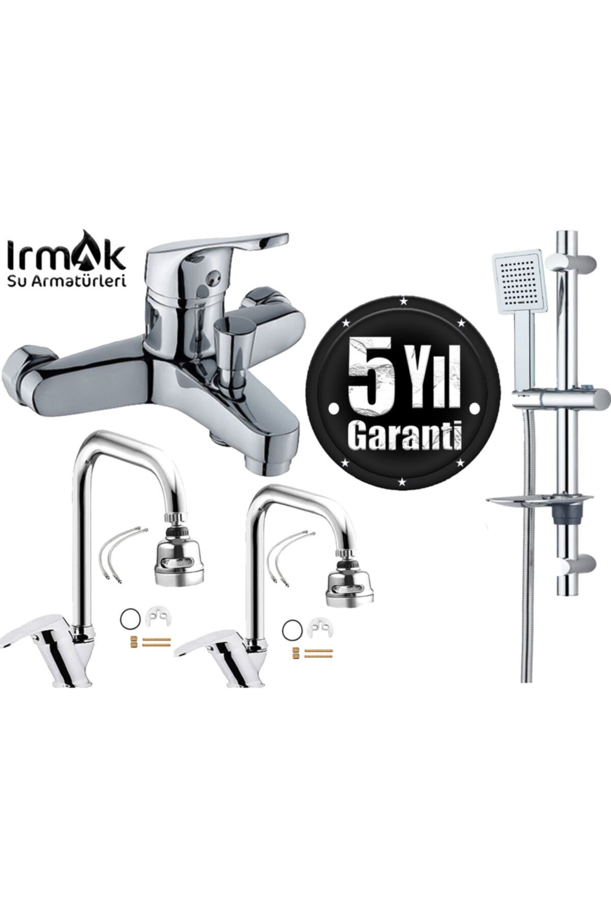 özbay ısı sanayii ö şekil Irmak Mutfak Lavabo Banyo Bataryası Musluğu Ve Sürgülü Duş Seti / 10 Yıl Garantili
