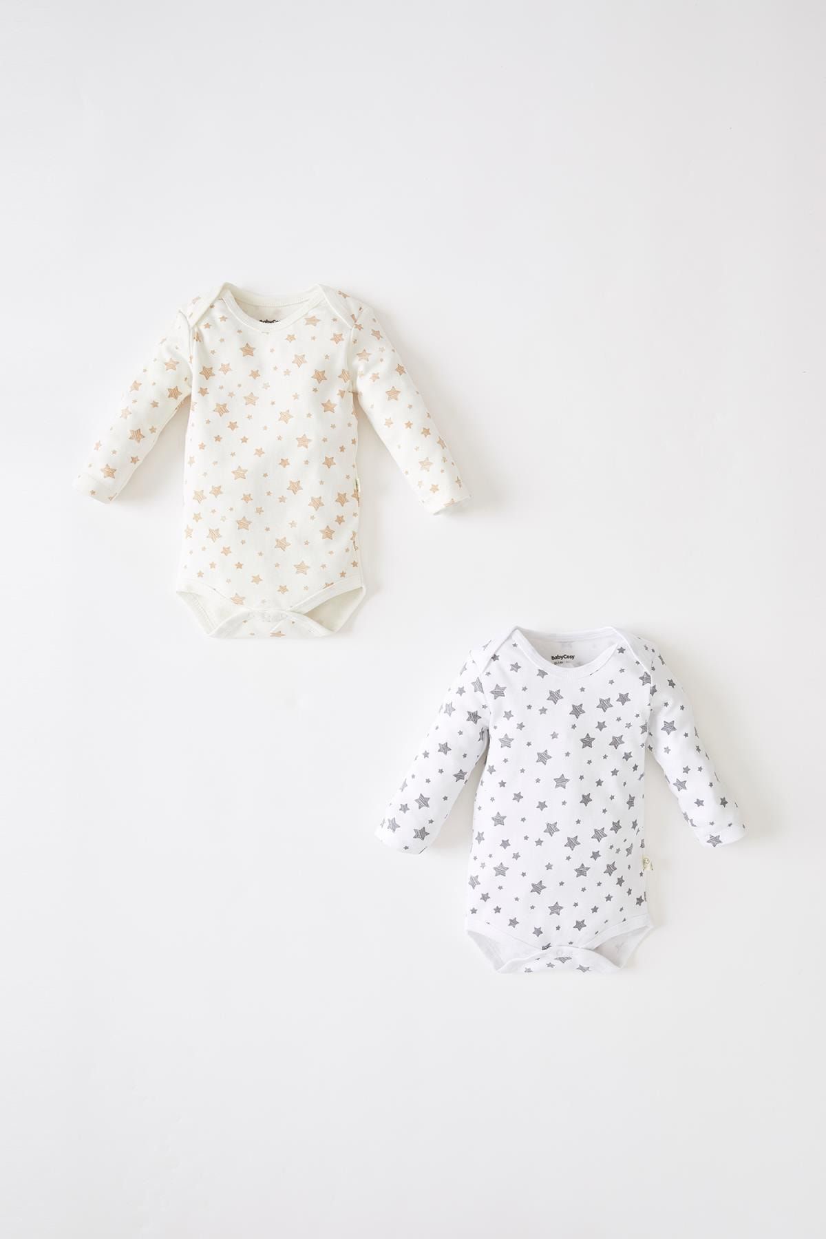 BabyCosy Kız Bebek Yıldız Desenli Çıtçıtlı Uzun Kollu Organik Pamuklu 2'Li Body W0104A221AU