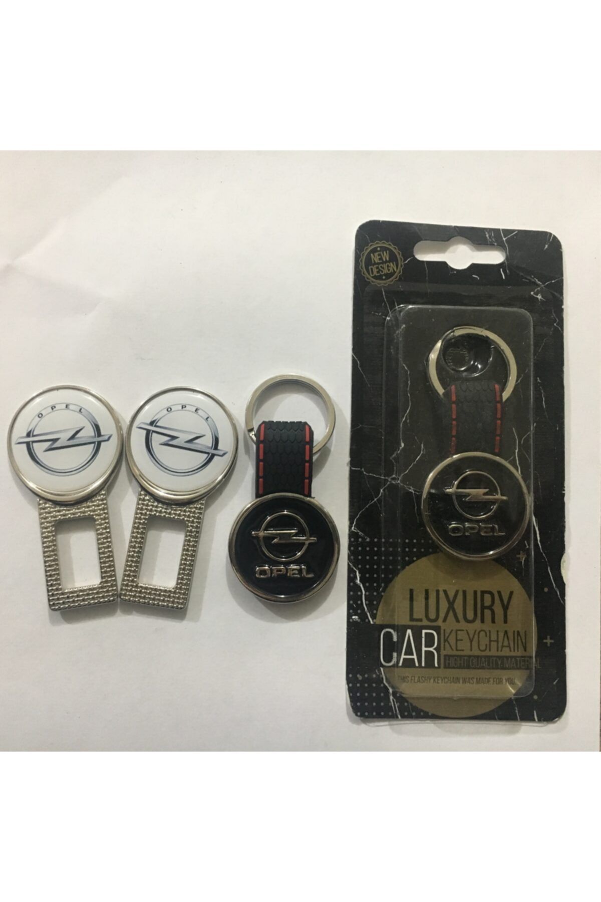 Opel Corsa D Opel Logolu Demir Deri Anahtarlık 1 Adet ,2 Adet Kemer Toka