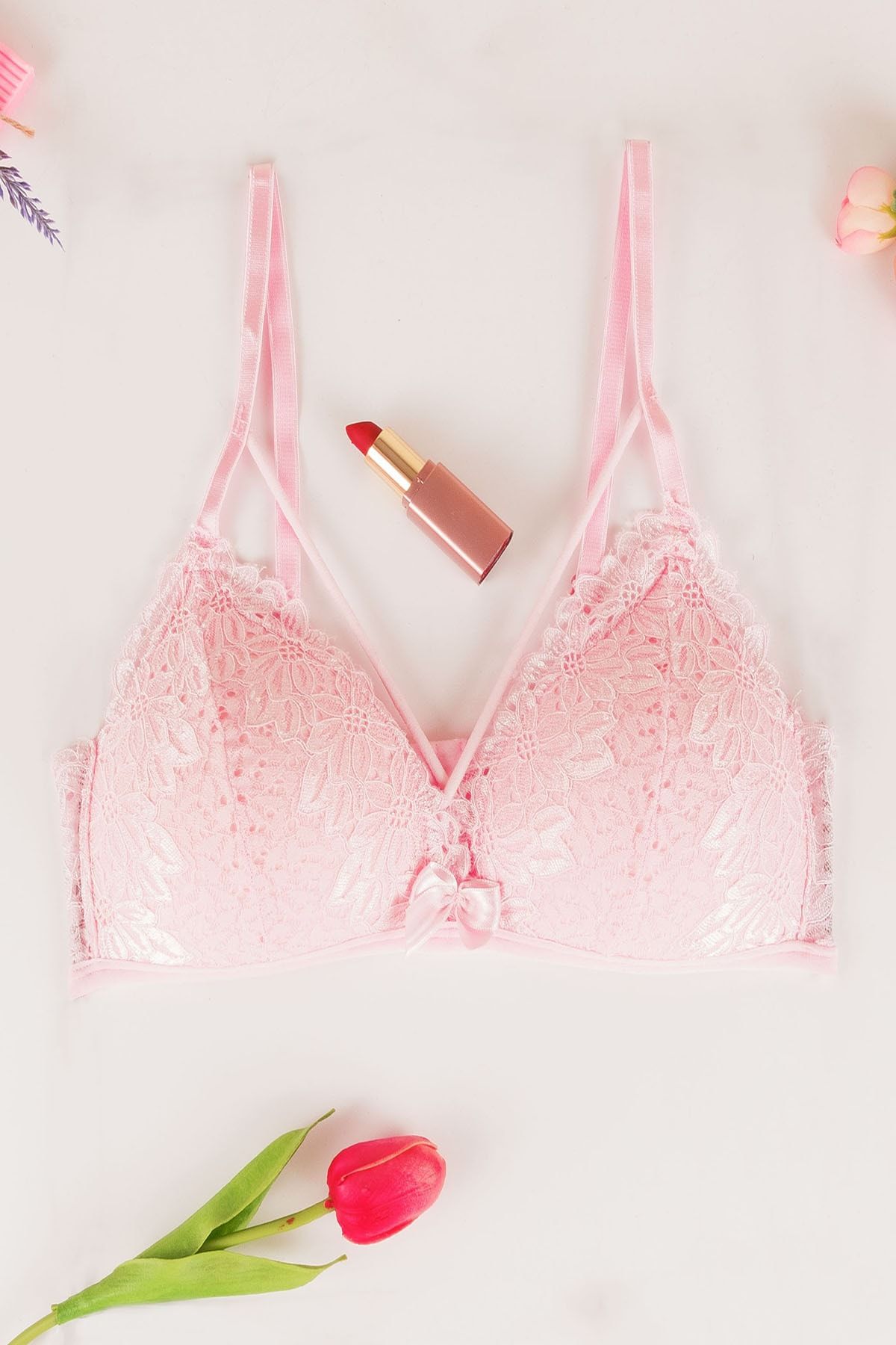 Yapıcı Underwear New Season 1210 Pembe Çapraz Pedli Bralet