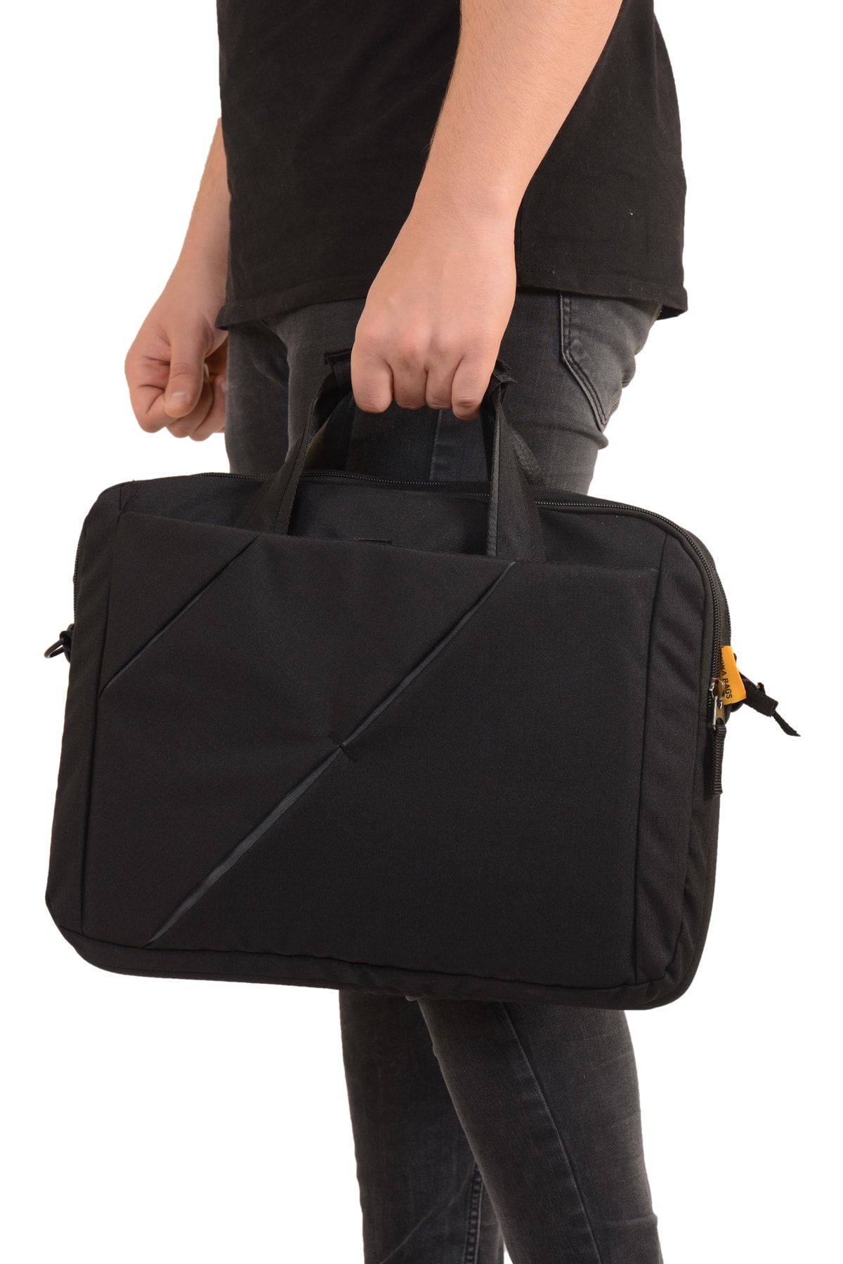 Mona Bags Unisex Siyah Evrak Notebook Laptop Bilgisayar Çantası El Ve Omuz Çantası