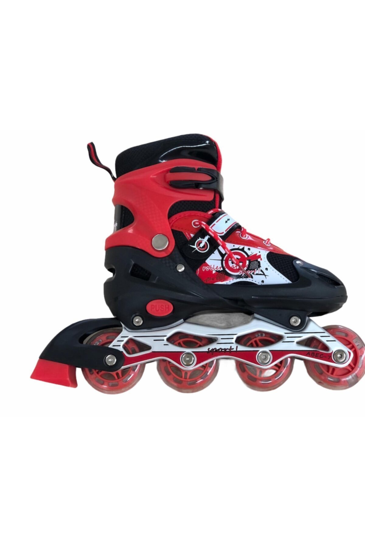 ENOY Silikon Tekerlekli Işıklı Kırmızı Renkli Paten