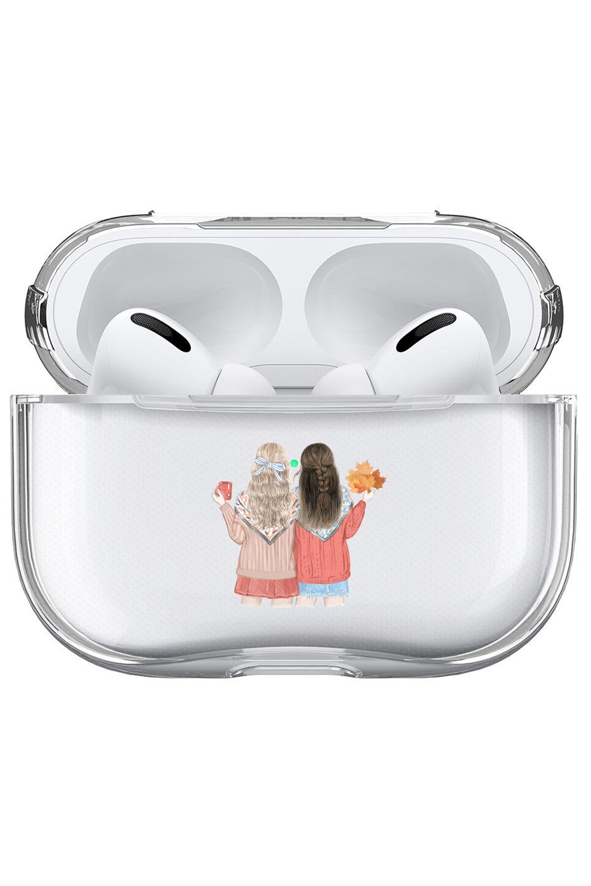 cupcase Apple Airpods Pro Kılıfı Desen Tasarımlı Şeffaf Sert Kapak - Best Friends.