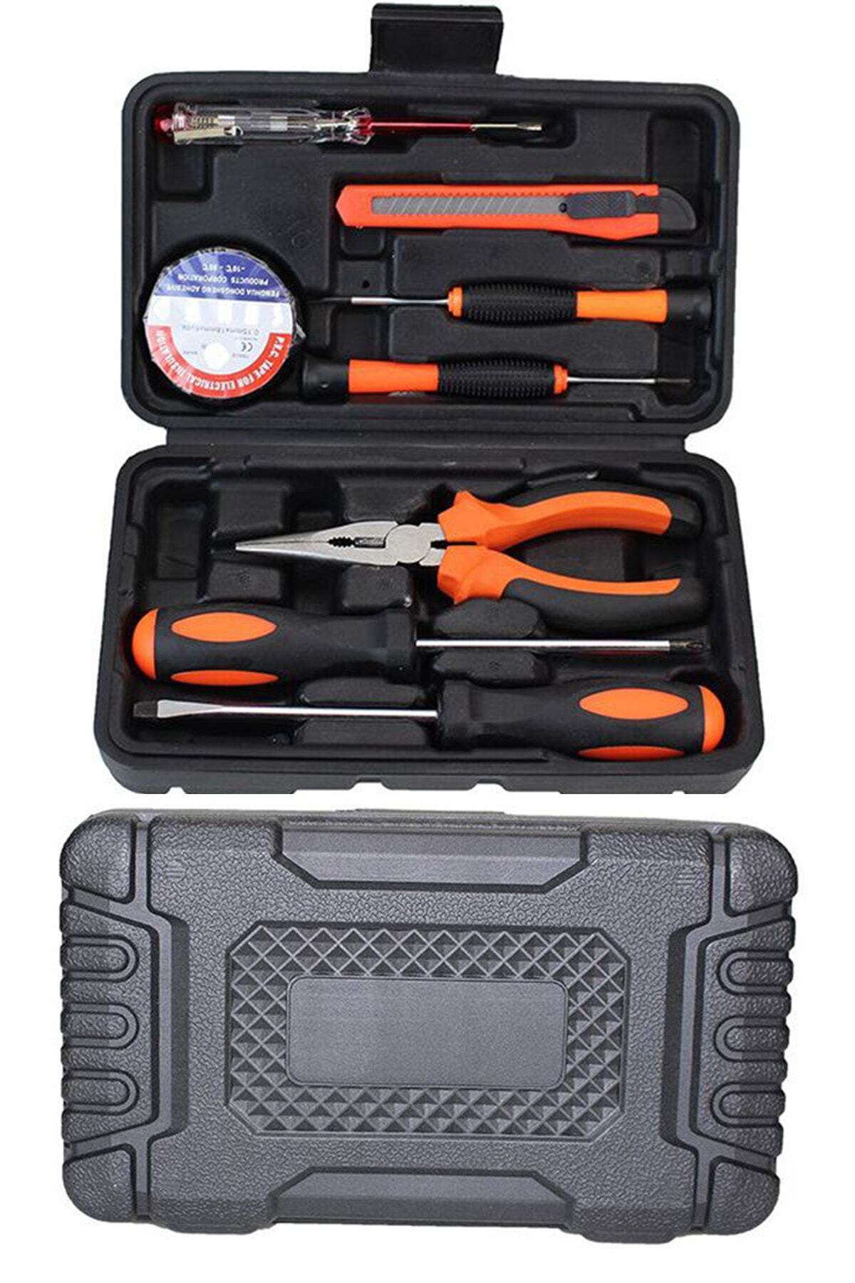 TeknoExpress Çantalı Tamir Seti, Yıldız Ve Düz Tornavida, Kargaburun Pense,falçada, 3m Mezura, Kontrol Kalemi Set