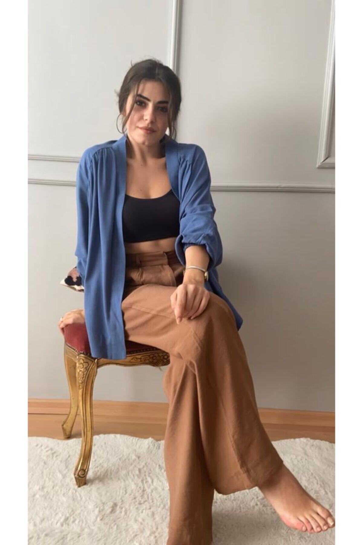 Karınca boutıque Karınca Boutique Tasarım Indigo Nakış Işlemeli Kimono