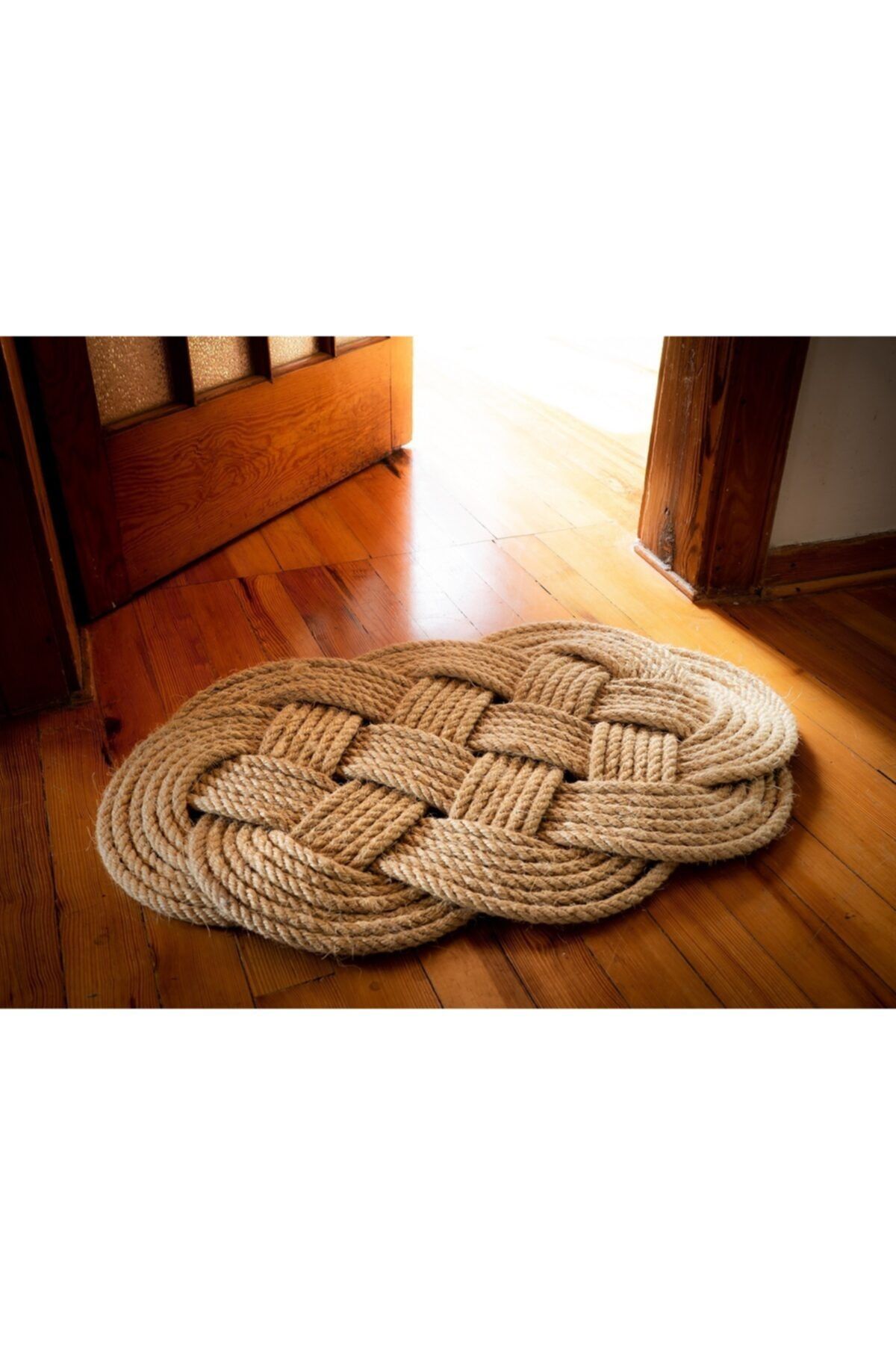 KnottingShop El Yapımı Okyanus Model Suya ve Neme Dayanıklı Kenevir Paspas 72x42 cm