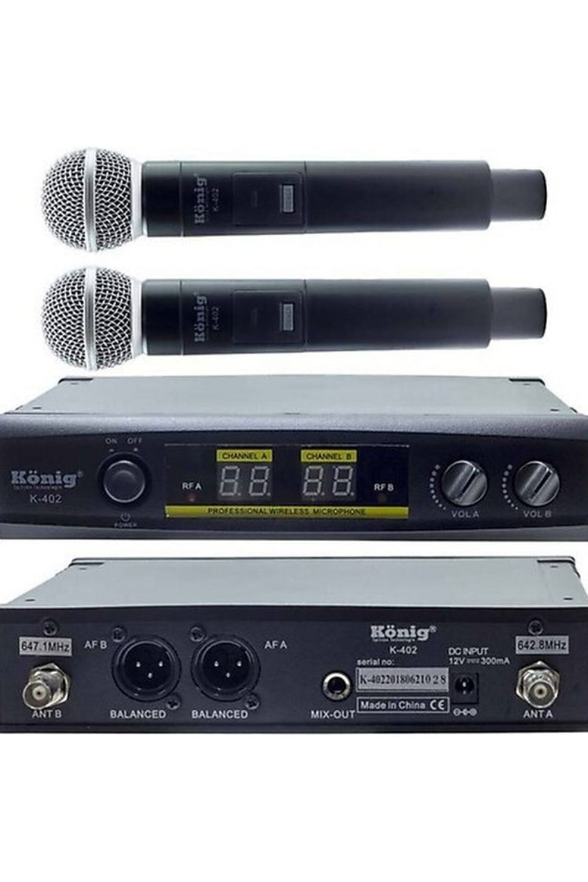 König K-402 Uhf Çift Kanal 2 El Mikrofonu